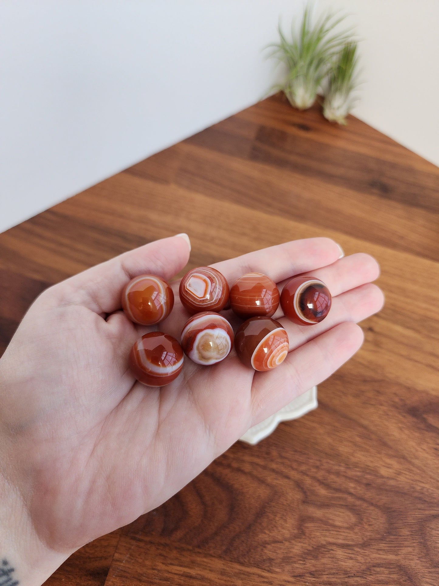 Carnelian Mini Sphere | 20mm | Banded Sardonyx Agate | Small Sphere Collections | Red Striped Crystal Balls | Christmas, Holiday, Yule Gift