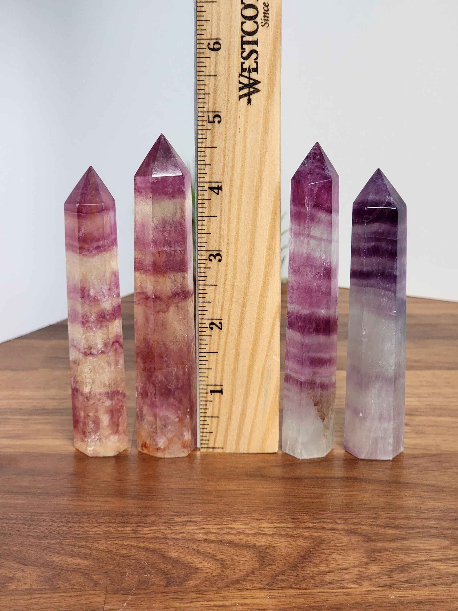 Rainbow Flourite Tower | Skinny Towers | Yellow, Purple Banded Points | Intuitively Chosen
