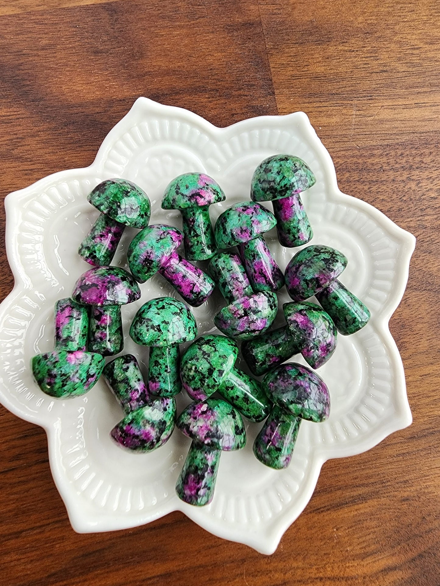 Ruby in Zoisite Mini Mushroom | Mini Mushy | UV Reactive | Dye Enhanced Quartzite