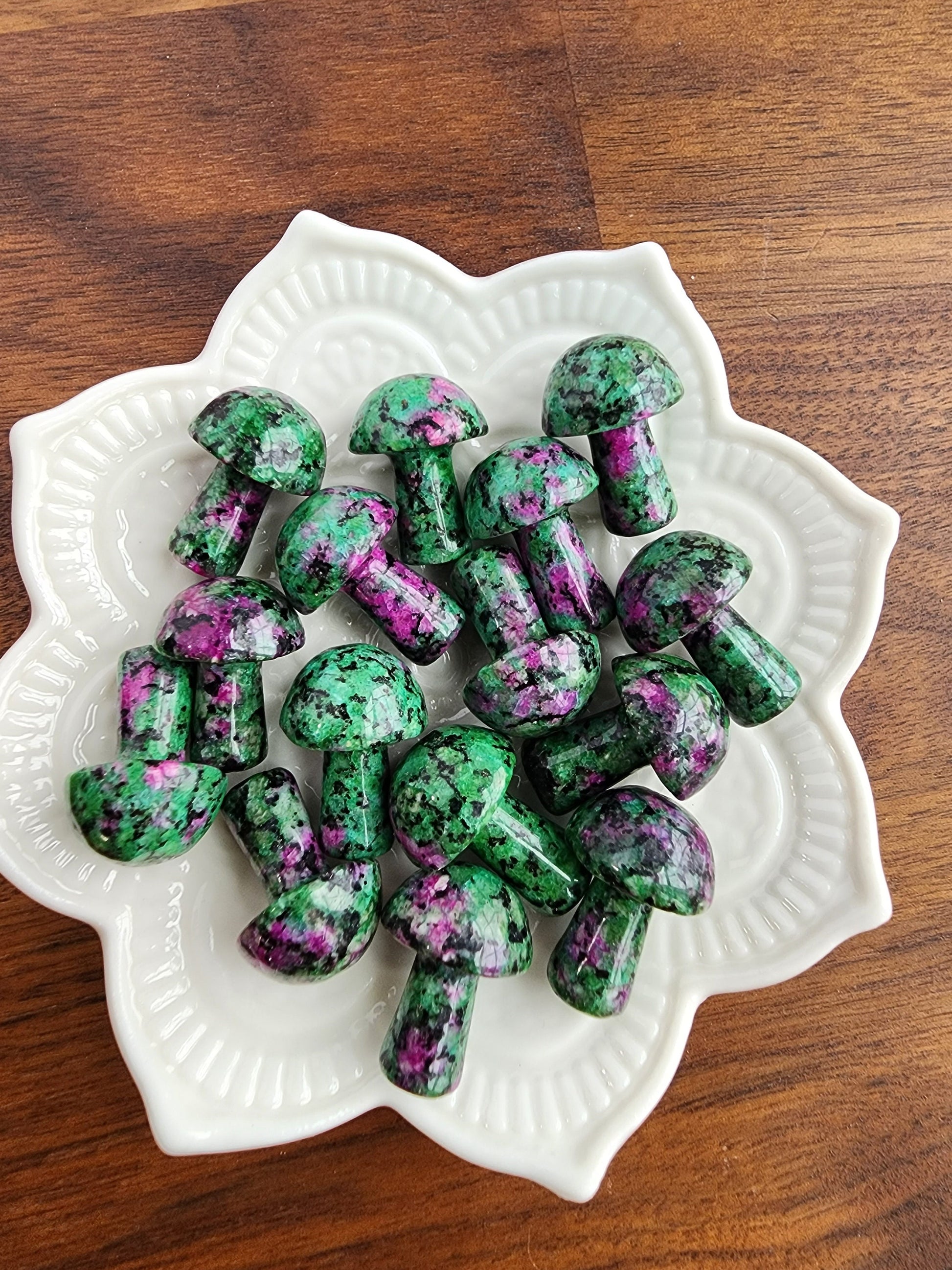 Ruby in Zoisite Mini Mushroom | Mini Mushy | UV Reactive | Dye Enhanced Quartzite