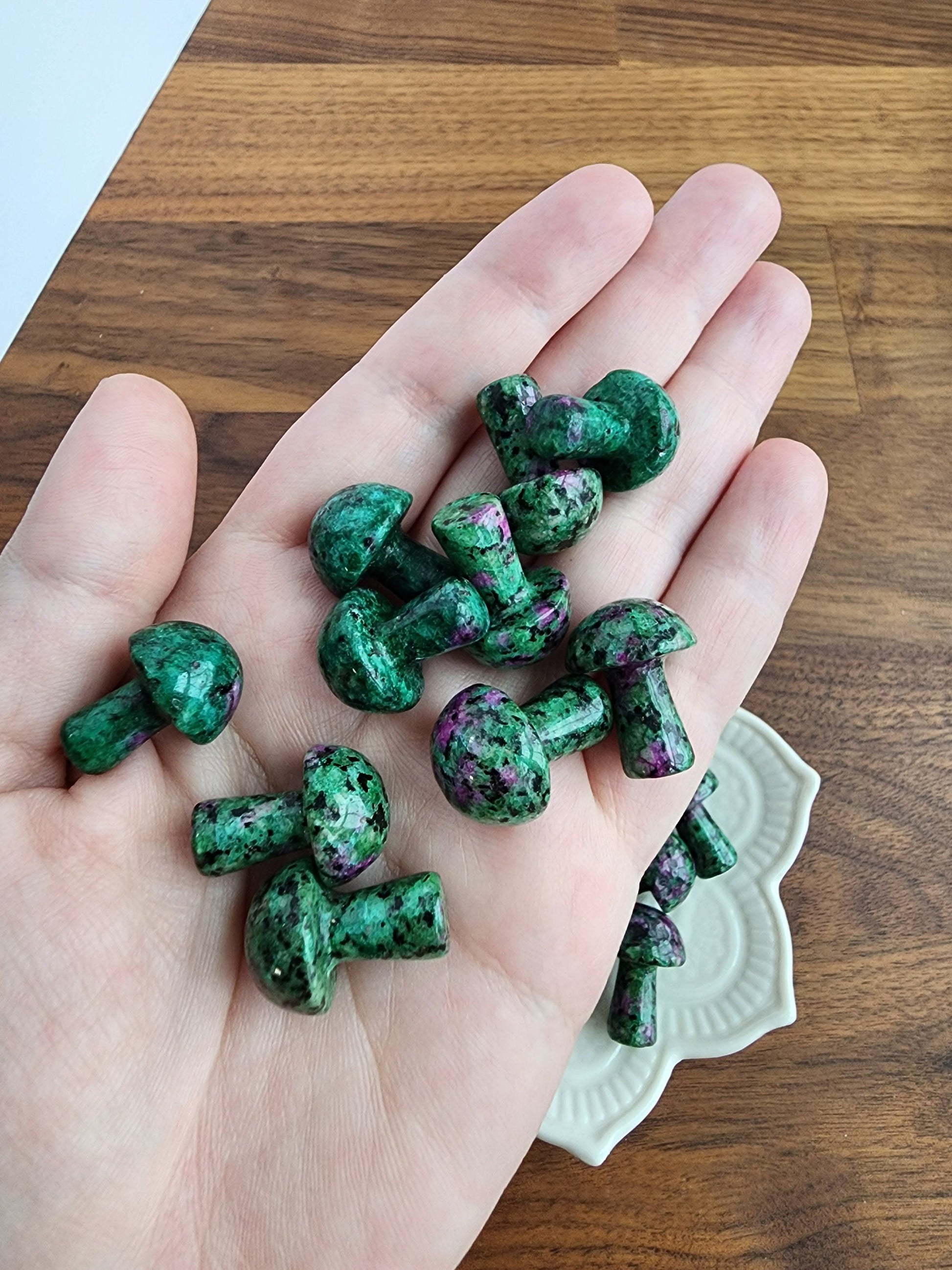Ruby in Zoisite Mini Mushroom | Mini Mushy | UV Reactive | Dye Enhanced Quartzite
