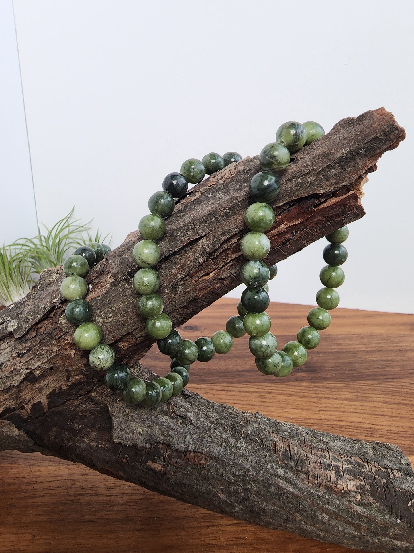 Green Jade Bracelet | 8MM Crystal Beads on Strethy Band | Perfect Christmas Jewelry Gift for Friend or Roomate | Intuitively Chosen
