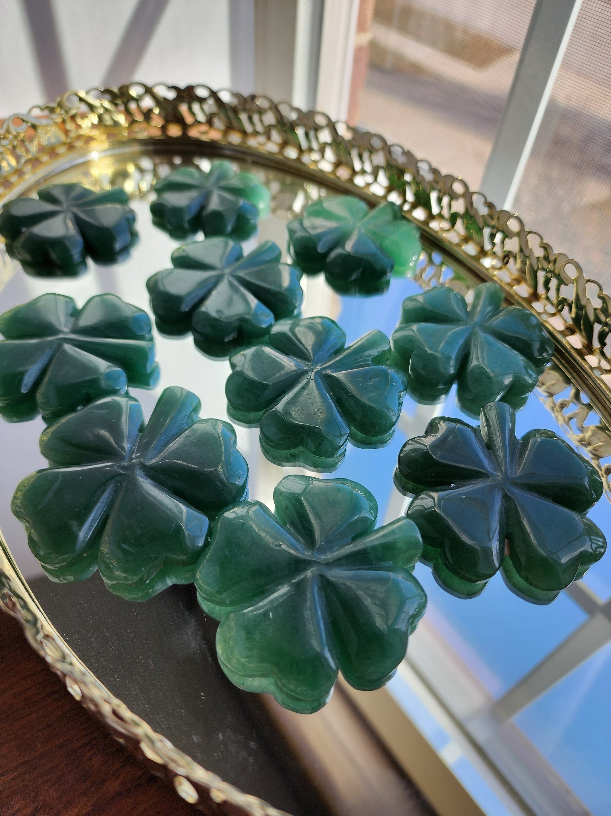 Crystal 4 Leaf Clover | Green Adventurine Shamrock | St Patrick's Day Decor | Lucky Girl Crystals | Intuitively Chosen