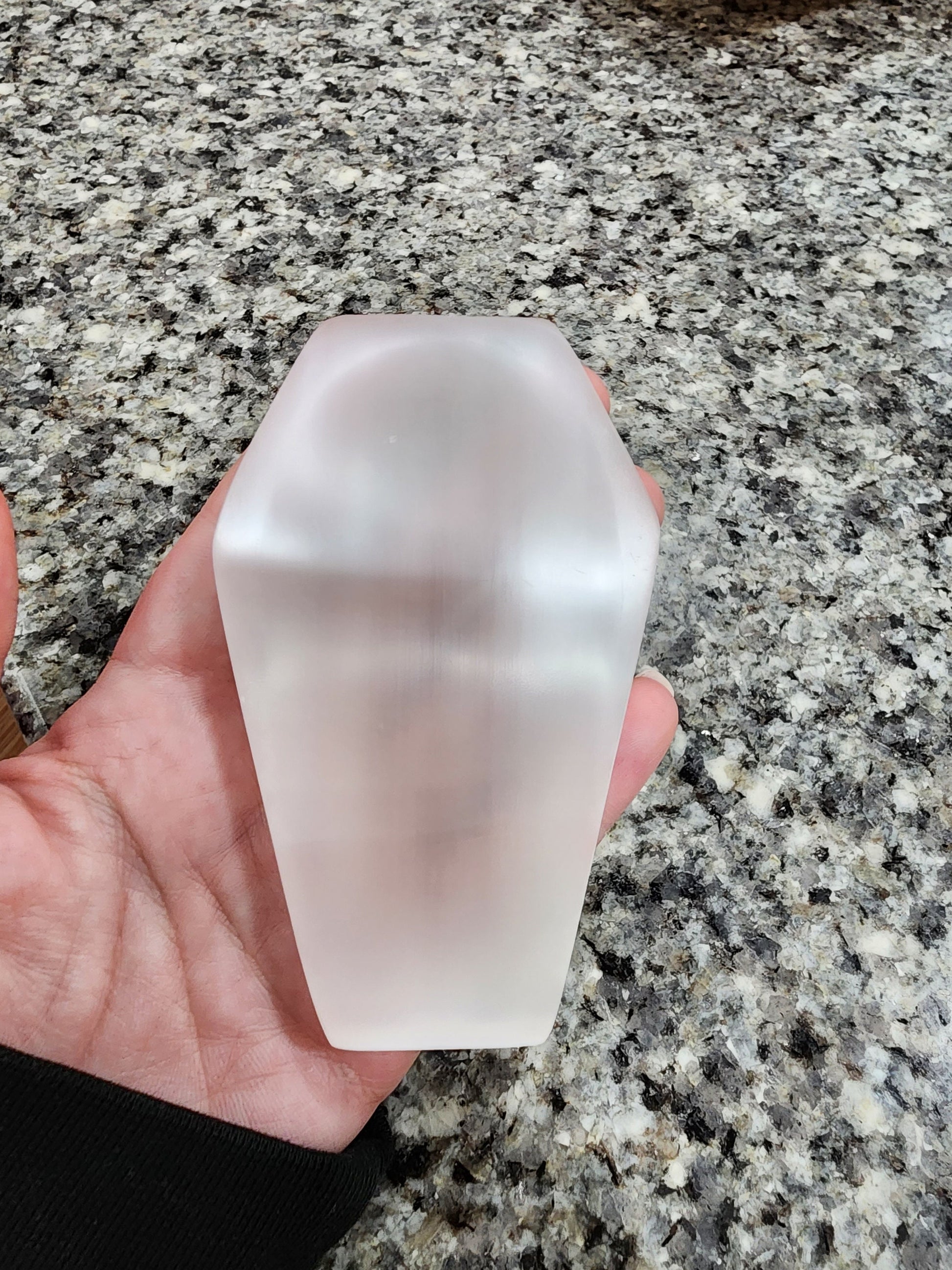 Selenite Coffin Ring Dish | Satin Spar Charging Plate for Crystals | Crystal Confetti or Mix Bowl | Graveyard Halloween Decor | Pastel Goth