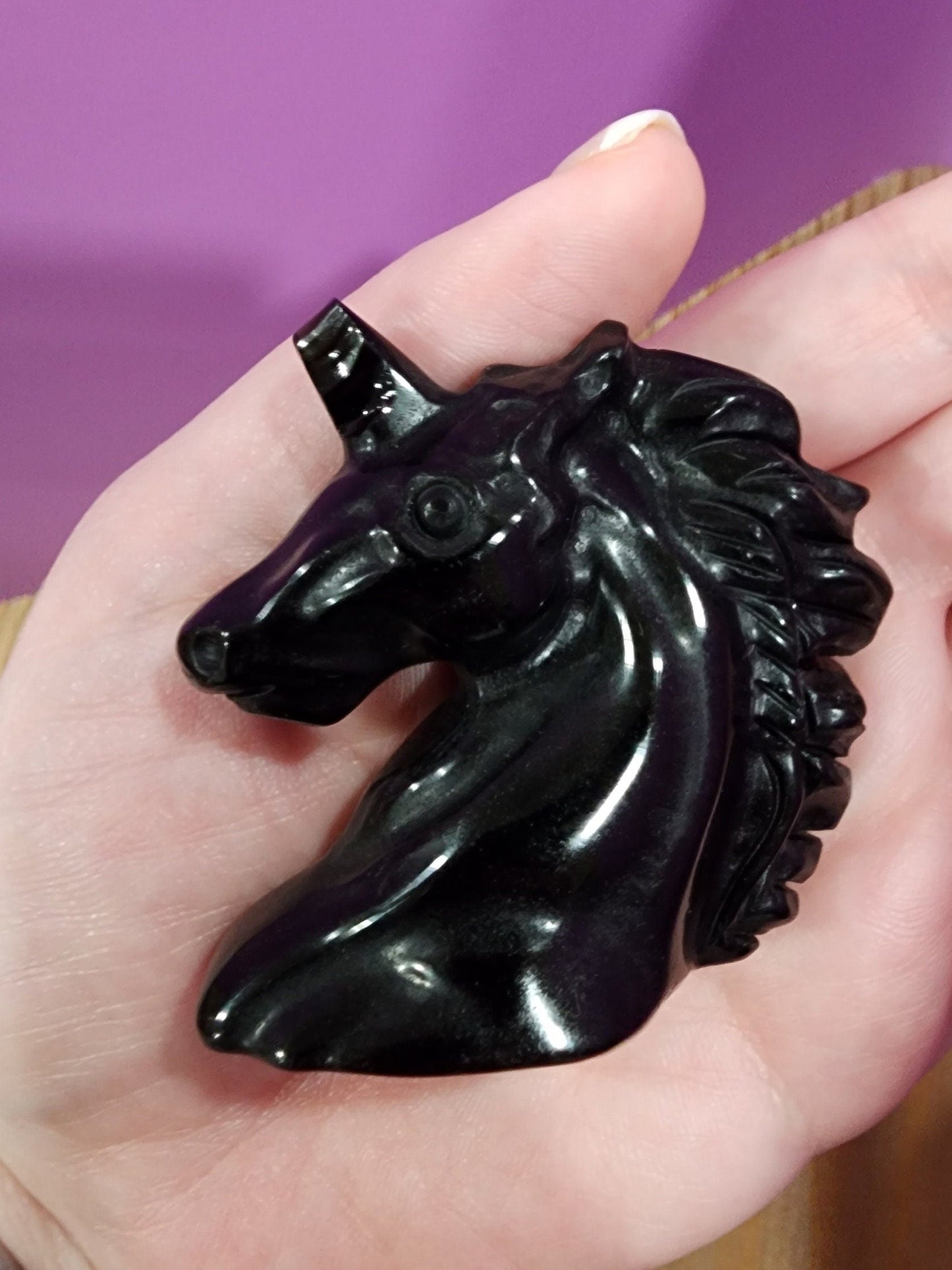 MISFIT | Obsidian Unicorn Crystal | Black Obsidian Carving | Stallion Horse with Point | Choose Your Crystal!