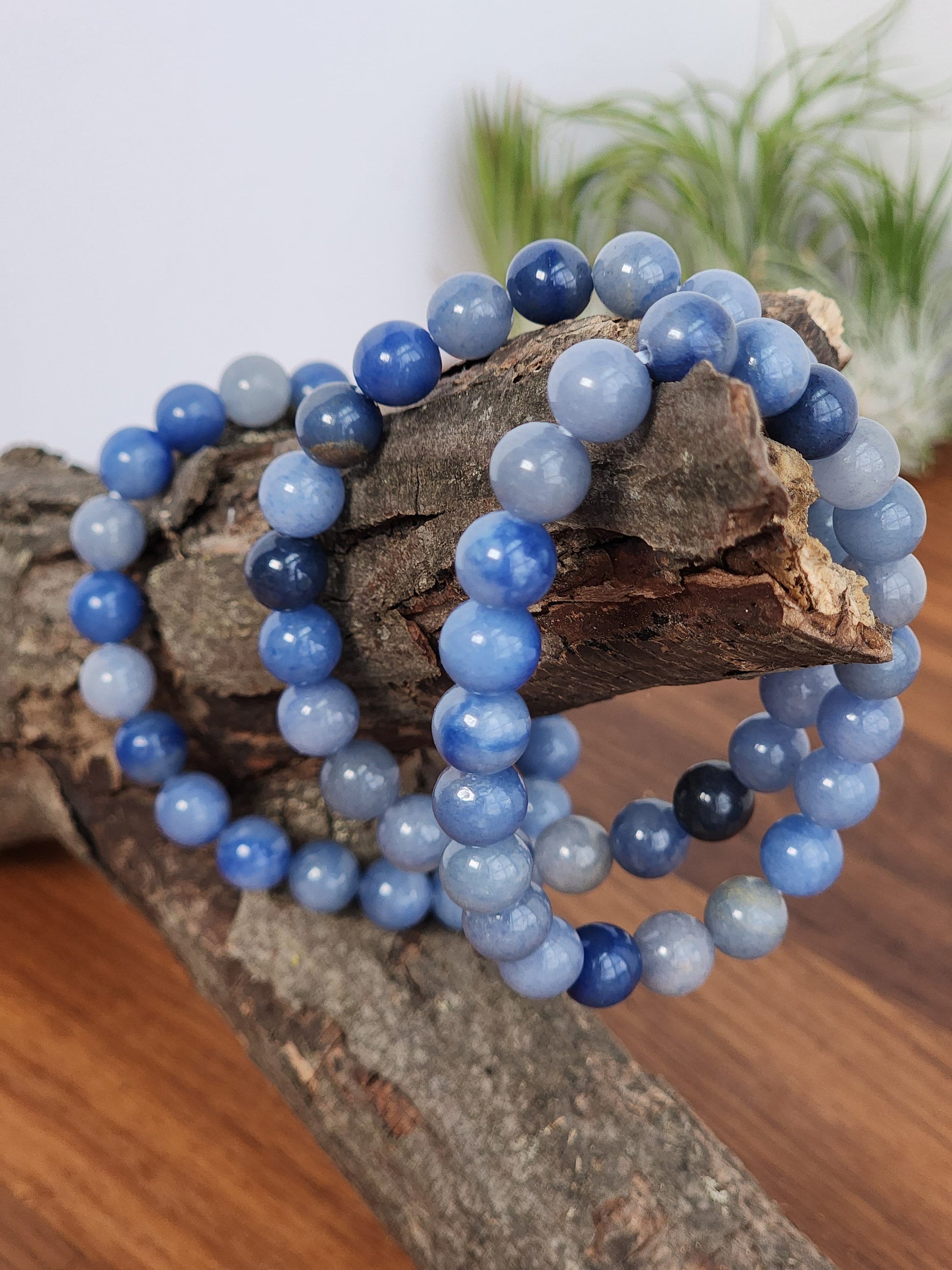 Blue Aventurine Bracelet | 8MM Crystal Beads | Light Baby Blue to Deep Navy | Winter Wonderland Crystal Confetti Mix Add On | Holiday Gift