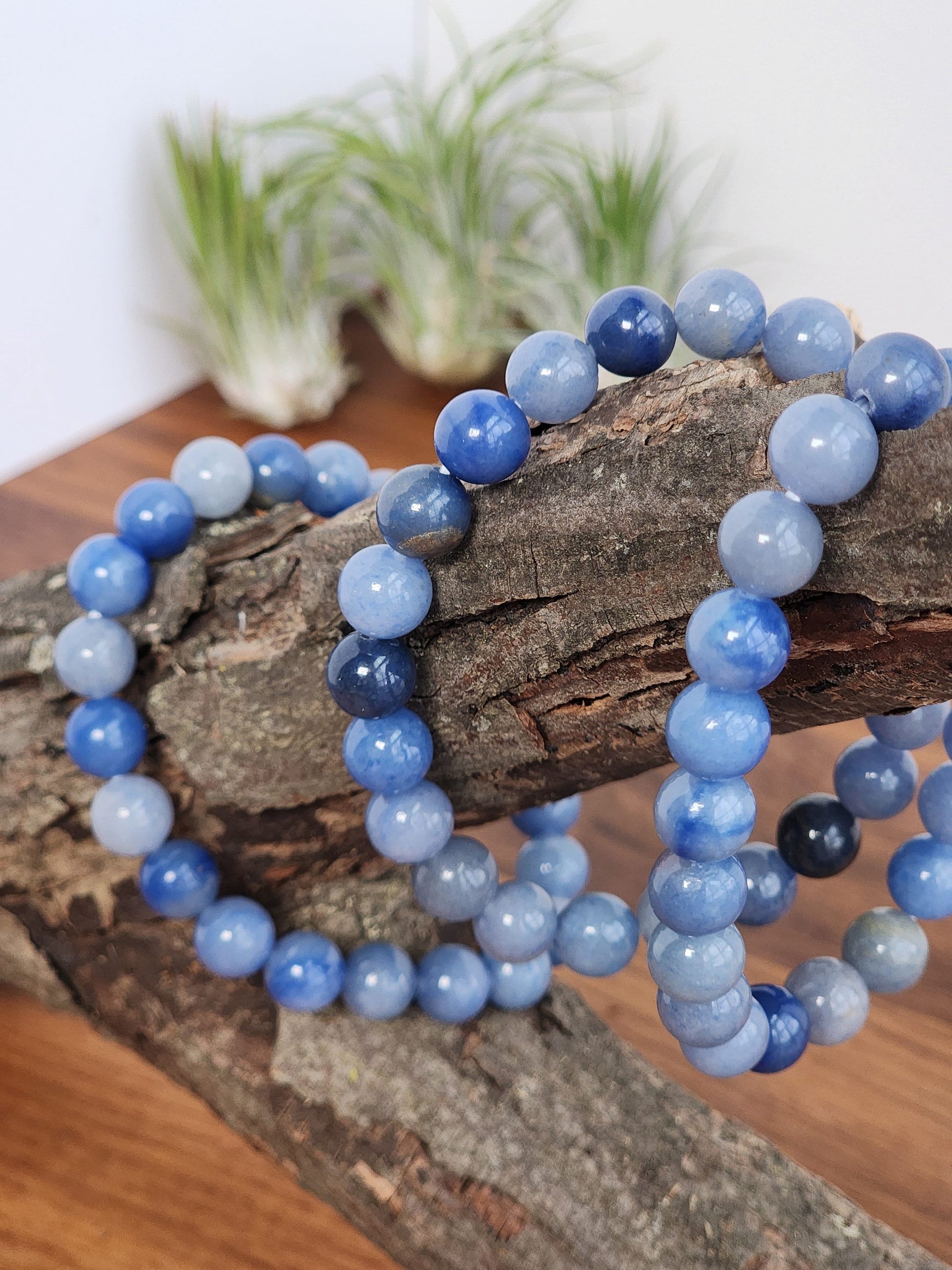 Blue Aventurine Bracelet | 8MM Crystal Beads | Light Baby Blue to Deep Navy | Winter Wonderland Crystal Confetti Mix Add On | Holiday Gift