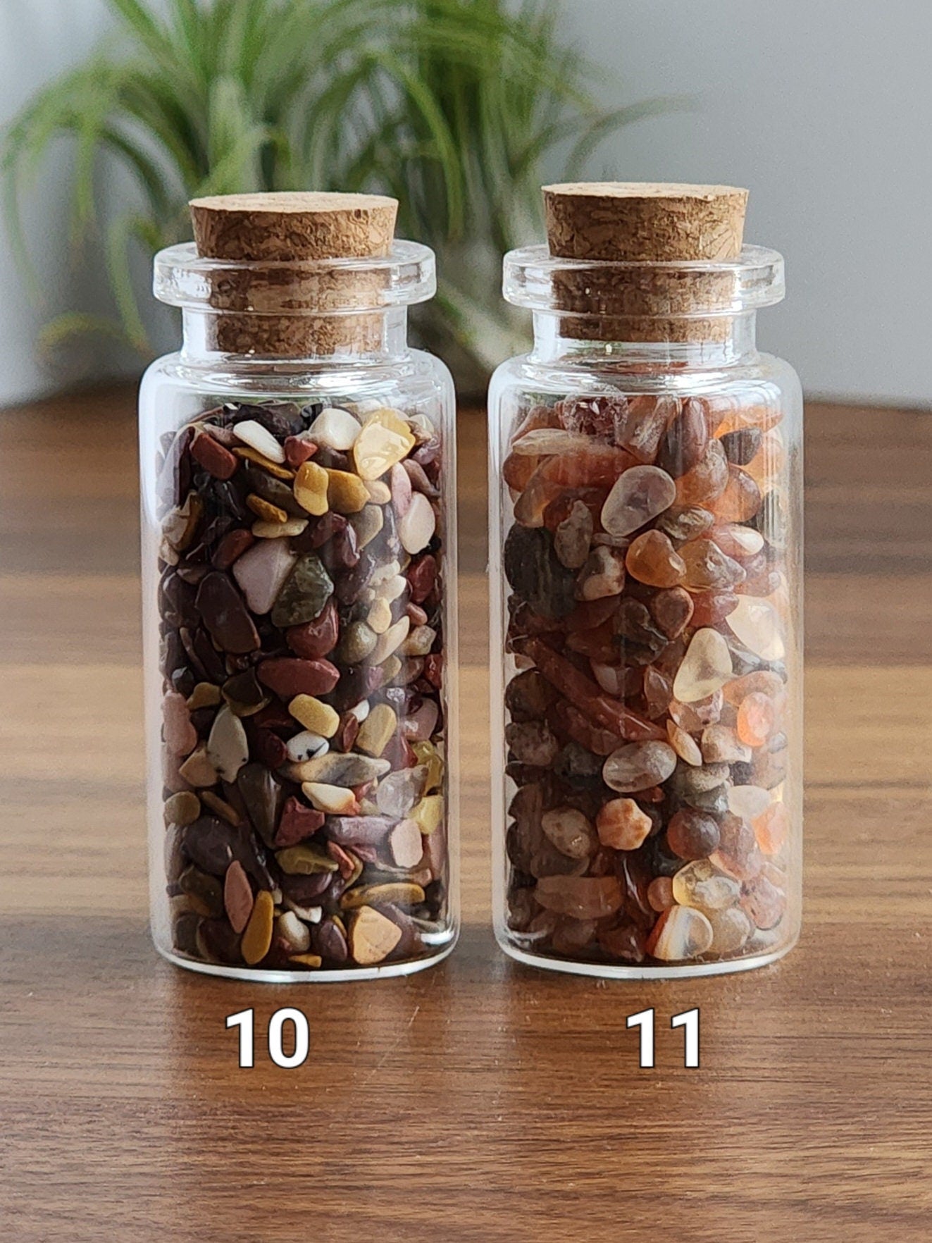 Crystal Chips Jars | Mini Bottles of Crystals | Rhodochrisite, Malachite, Kunzite, Moonstone, Obsidian, Mookite, Amethyst, Lapis, Red Agate