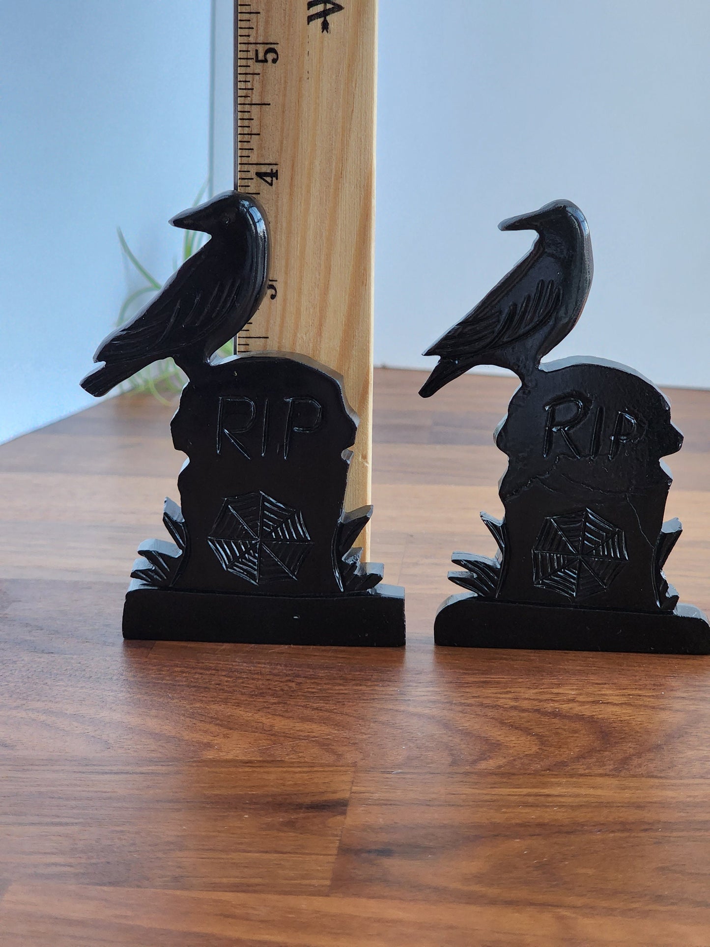 Raven Crystal Headstone: Dark Serpentine Goth Decor