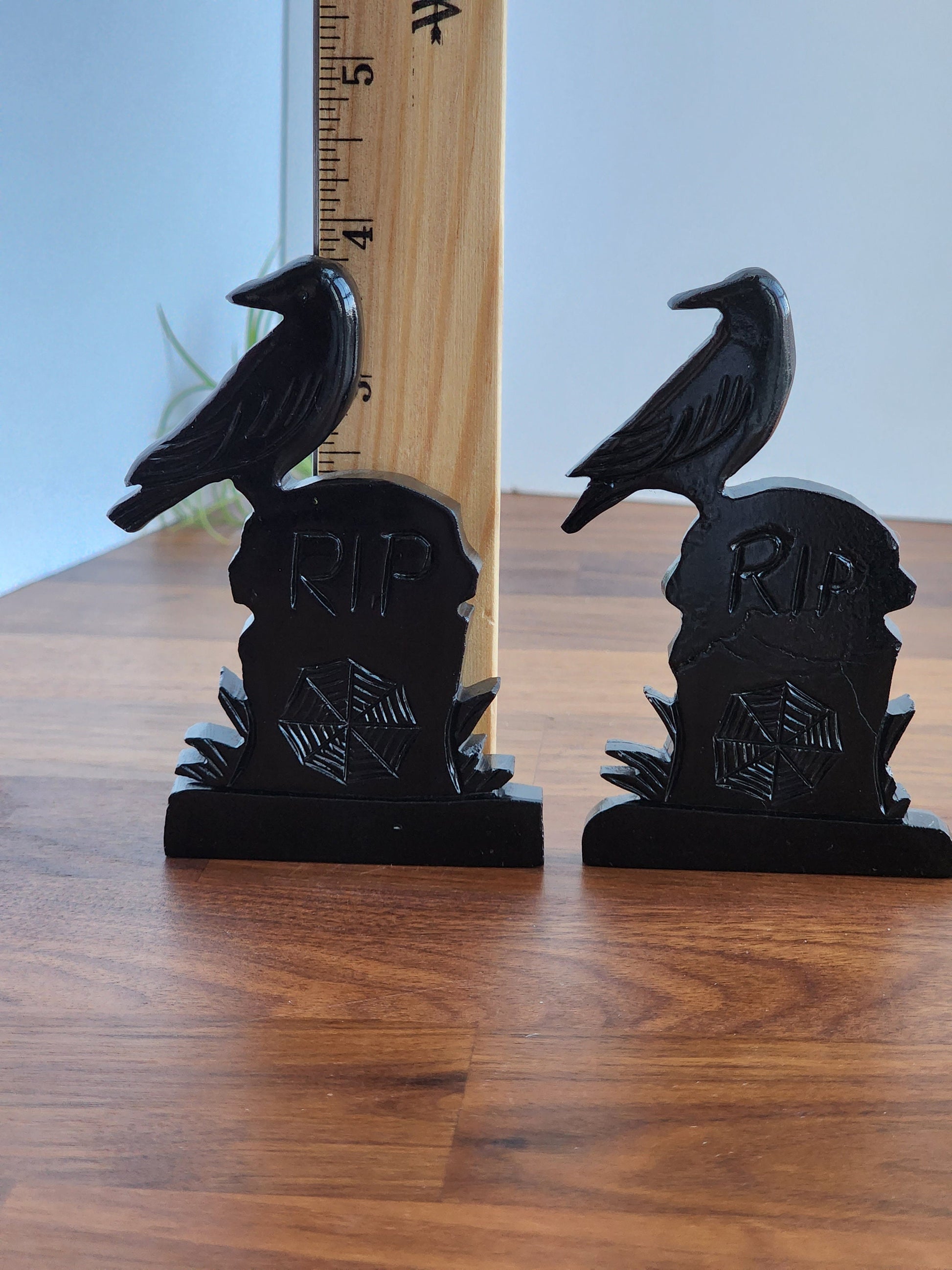 Raven Crystal Headstone: Dark Serpentine Goth Decor