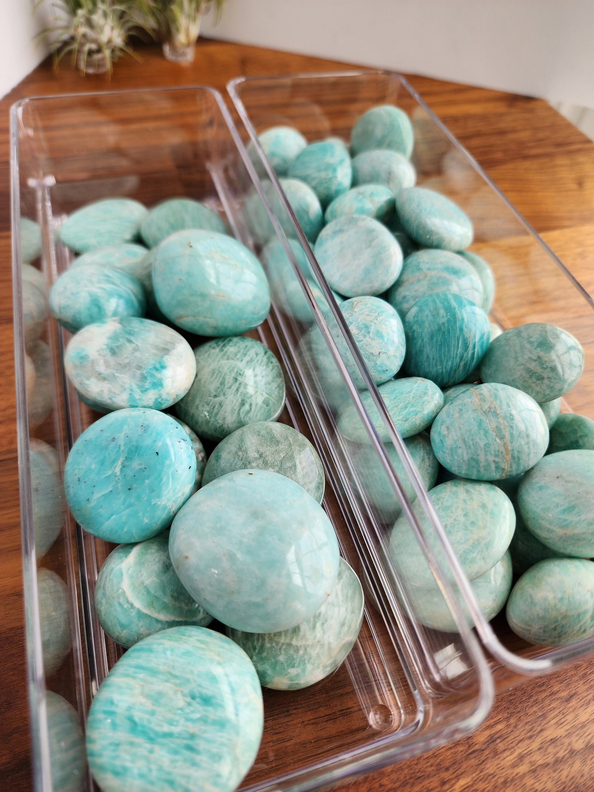 Amazonite Palm Stones | Mini Palms | Flashy Blue Green Microcline Feldspar | Intuitively Chosen