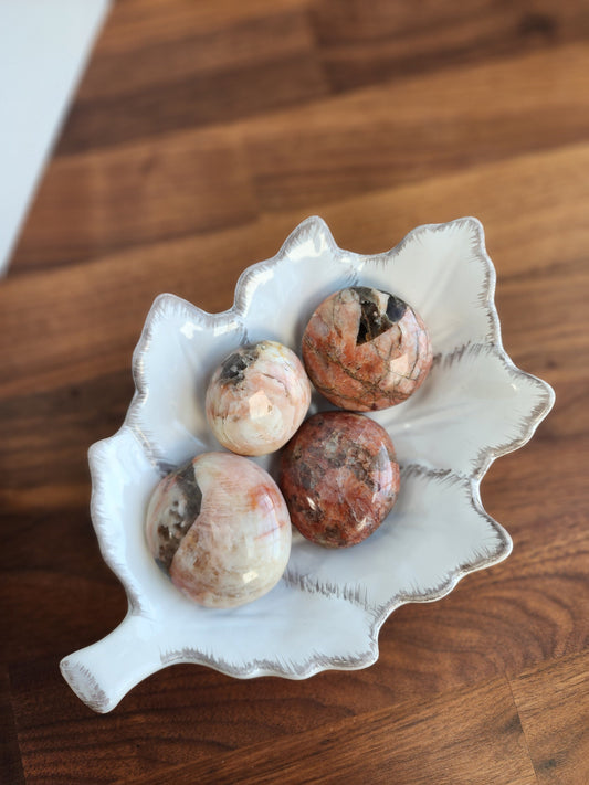 Peach Moonstone with Smokey Quartz Inclusions | Flashy Large Pocket Stones | Intuitively Chosen
