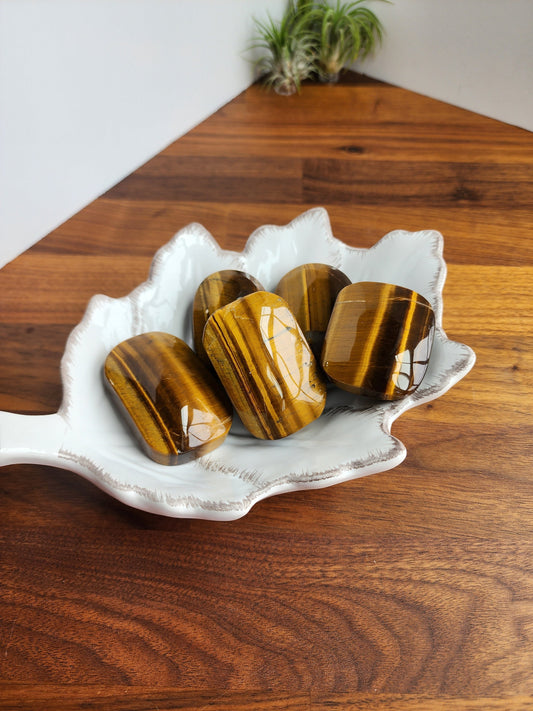 Large Tiger's Eye Palm Stones | Flashy Yellow Tiger Eye Palms | Unique Shape | Soap Palm | Intuitively Chosen