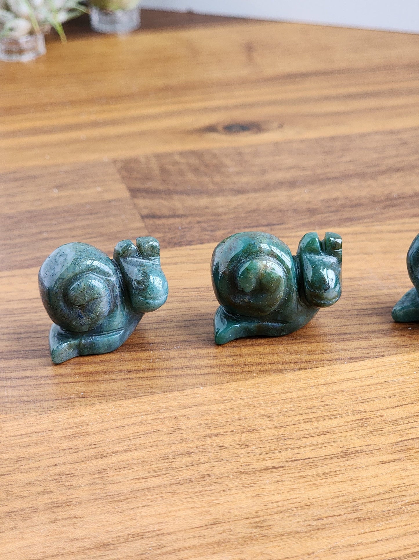 Mini Moss Agate Snails | Cute Green Slowpoke Slug | Colorful Green Chalcedony Crystal | Extra Mini Zoo Crystals | Intuitively Chosen