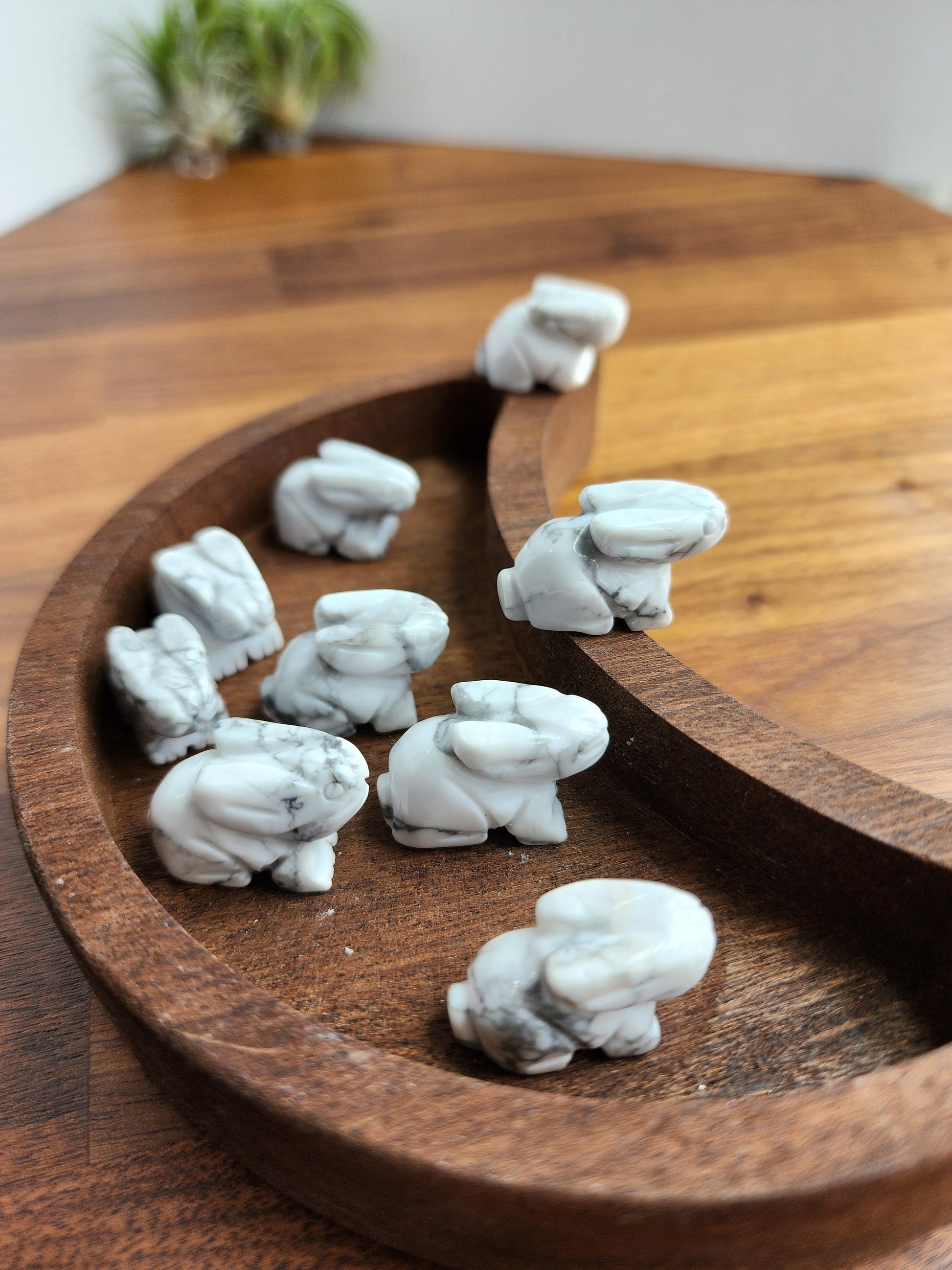 Mini Howlite Rabbits | Cute Crystal Bunny | White & Gray Howlite Hare | Extra Mini Crystal Zoo | Intuitively Chosen