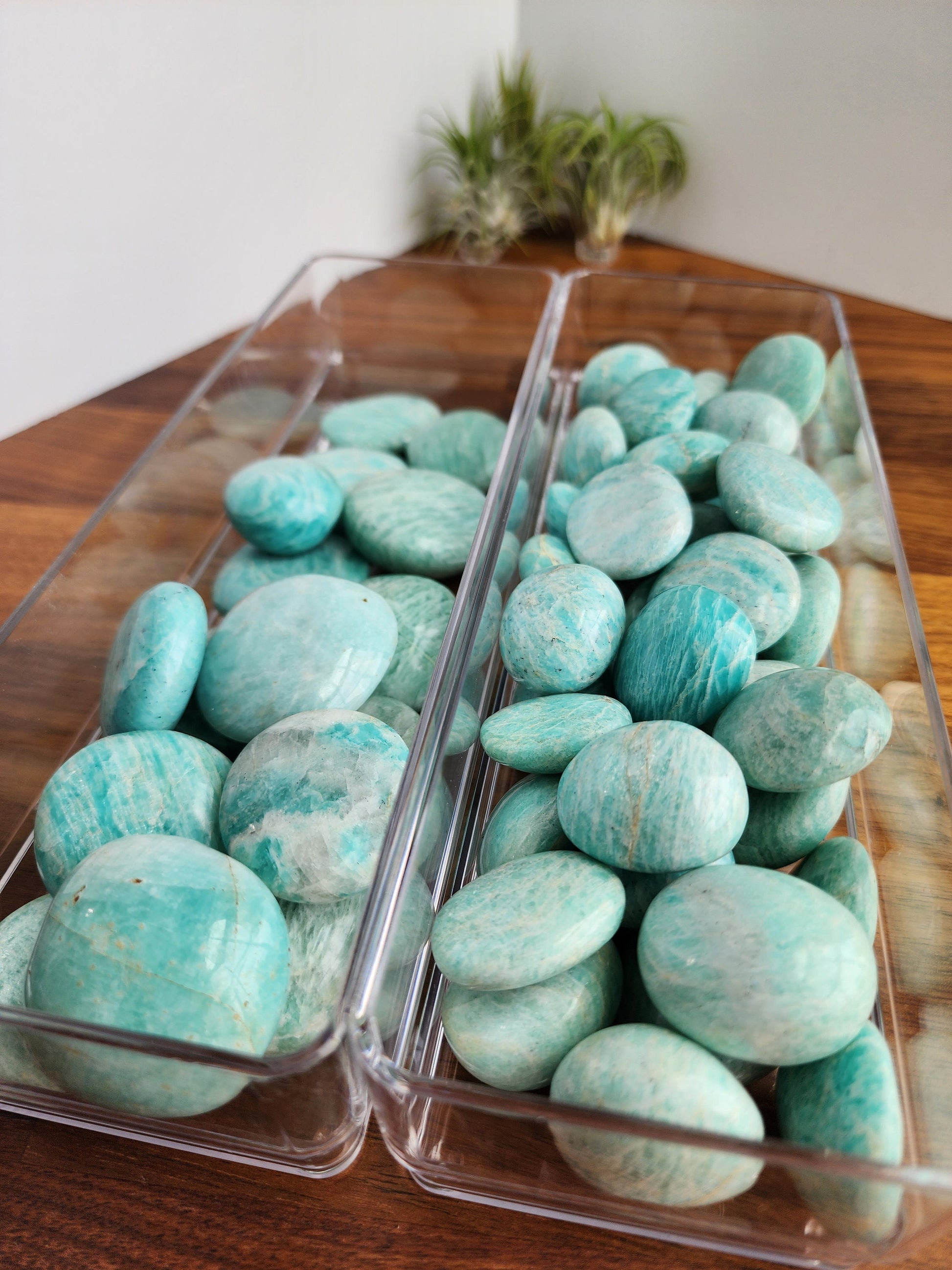Amazonite Palm Stones | Mini Palms | Flashy Blue Green Microcline Feldspar | Intuitively Chosen