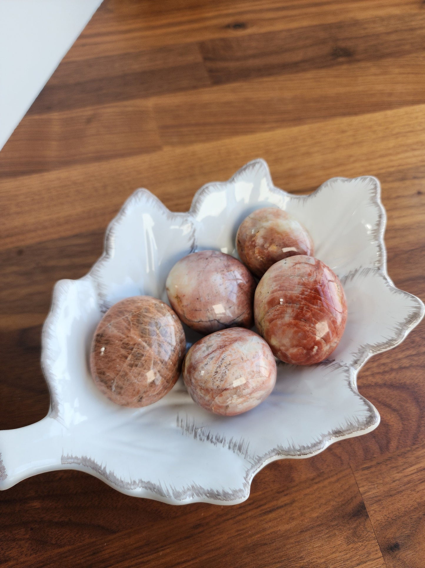 Peach Moonstone Palms | Pink and Peach Palm Stones with a touch of Fire Quartz | Flashy Large Pocket Stones | Intuitively Chosen
