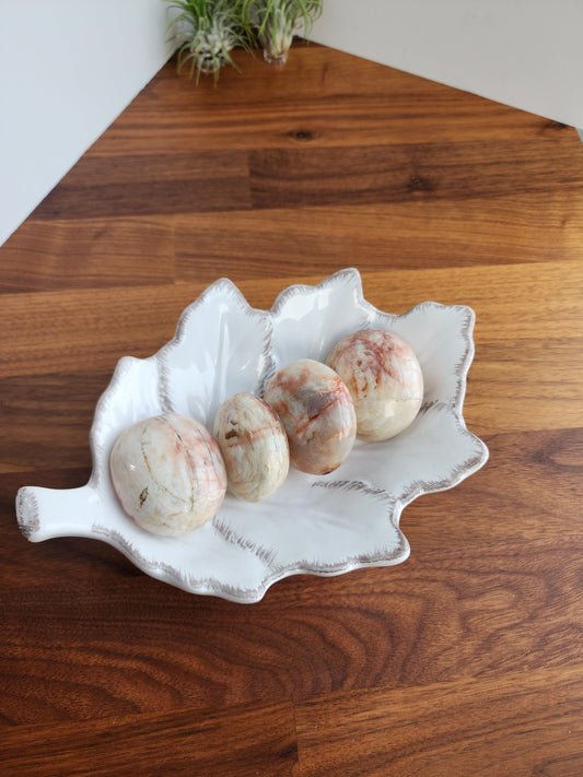 Cream Colored Moonstone Palms | Smooth Neutral Color Palm Stones | Touches of Peach/Pink | Flashy Large Pocket Stones | Intuitively Chosen