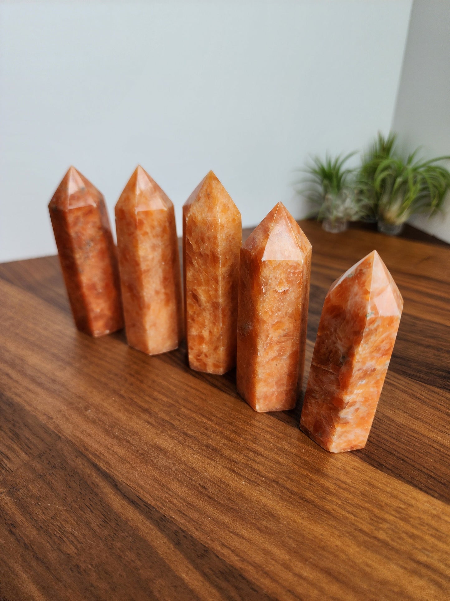Orange Orchid Calcite Points | Happy Sunny Crystal Towers | Sunstone | Bright Obelisk Crystals | Gold Flecks | Feldspar | Intuitively Chosen