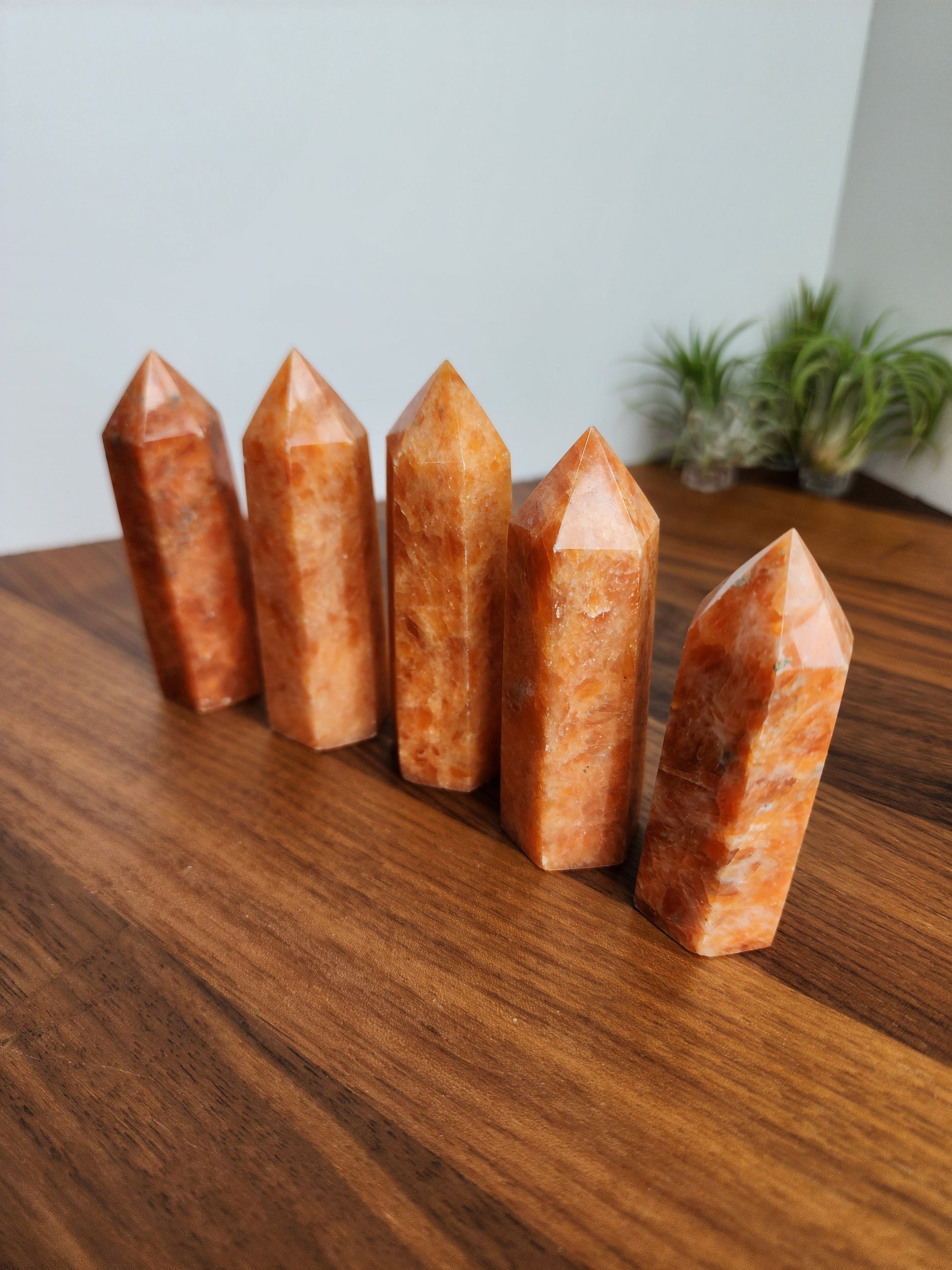 Orange Orchid Calcite Points | Happy Sunny Crystal Towers | Sunstone | Bright Obelisk Crystals | Gold Flecks | Feldspar | Intuitively Chosen
