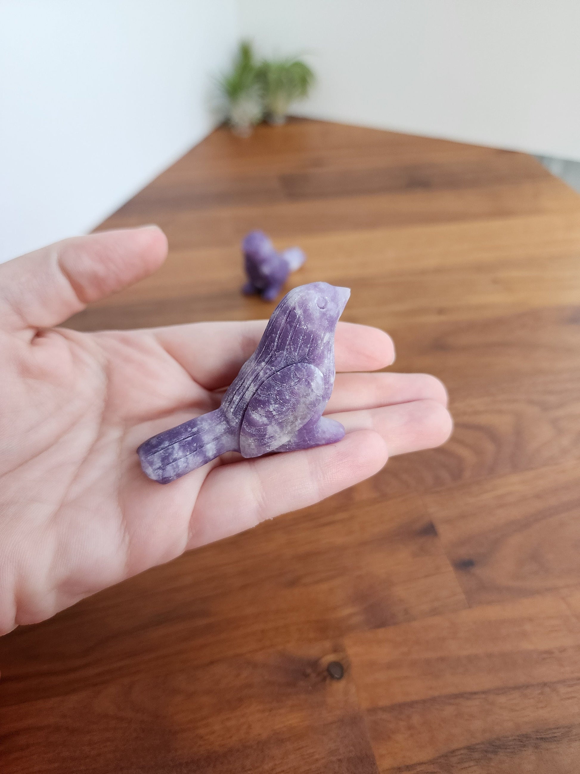 Lepidolite Birds | Purple Crystal Bird Carving | Sparkle | Adorable Animal Crystals | Lilac to Deep Purple | Inutitively Chosen