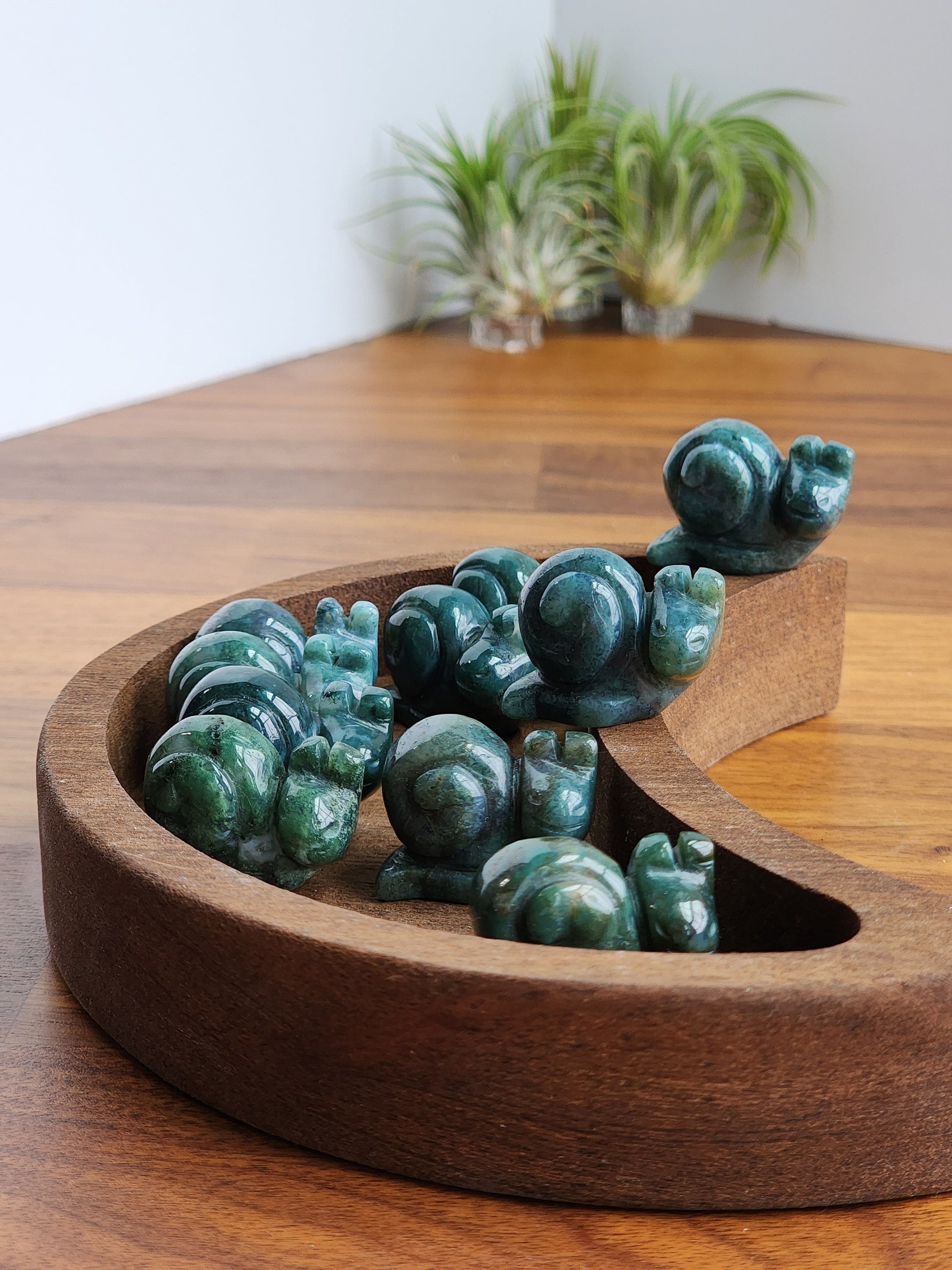 Mini Moss Agate Snails | Cute Green Slowpoke Slug | Colorful Green Chalcedony Crystal | Extra Mini Zoo Crystals | Intuitively Chosen
