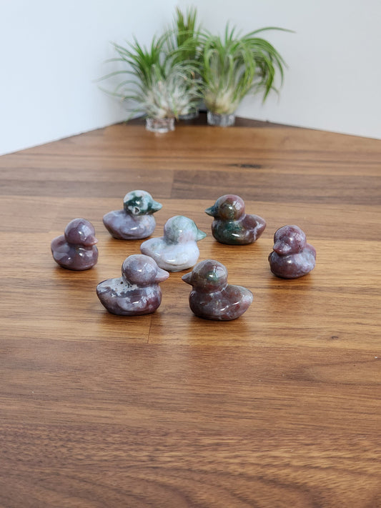 Mini Ocean Jasper Ducks | Cute Crystal Mallard | Purple & Green OJ Duckies | Extra Mini Crystal Zoo | Intuitively Chosen