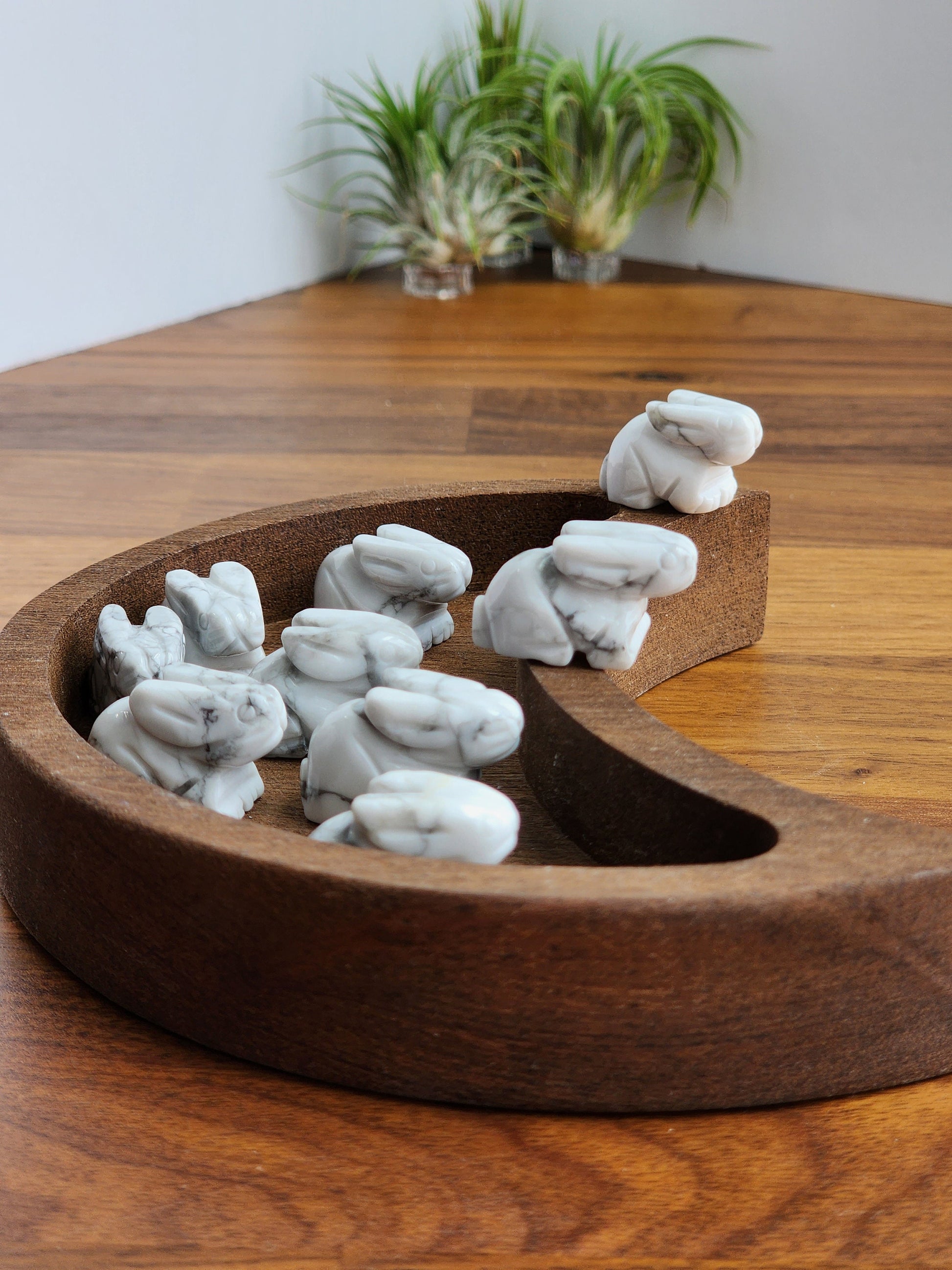 Mini Howlite Rabbits | Cute Crystal Bunny | White & Gray Howlite Hare | Extra Mini Crystal Zoo | Intuitively Chosen