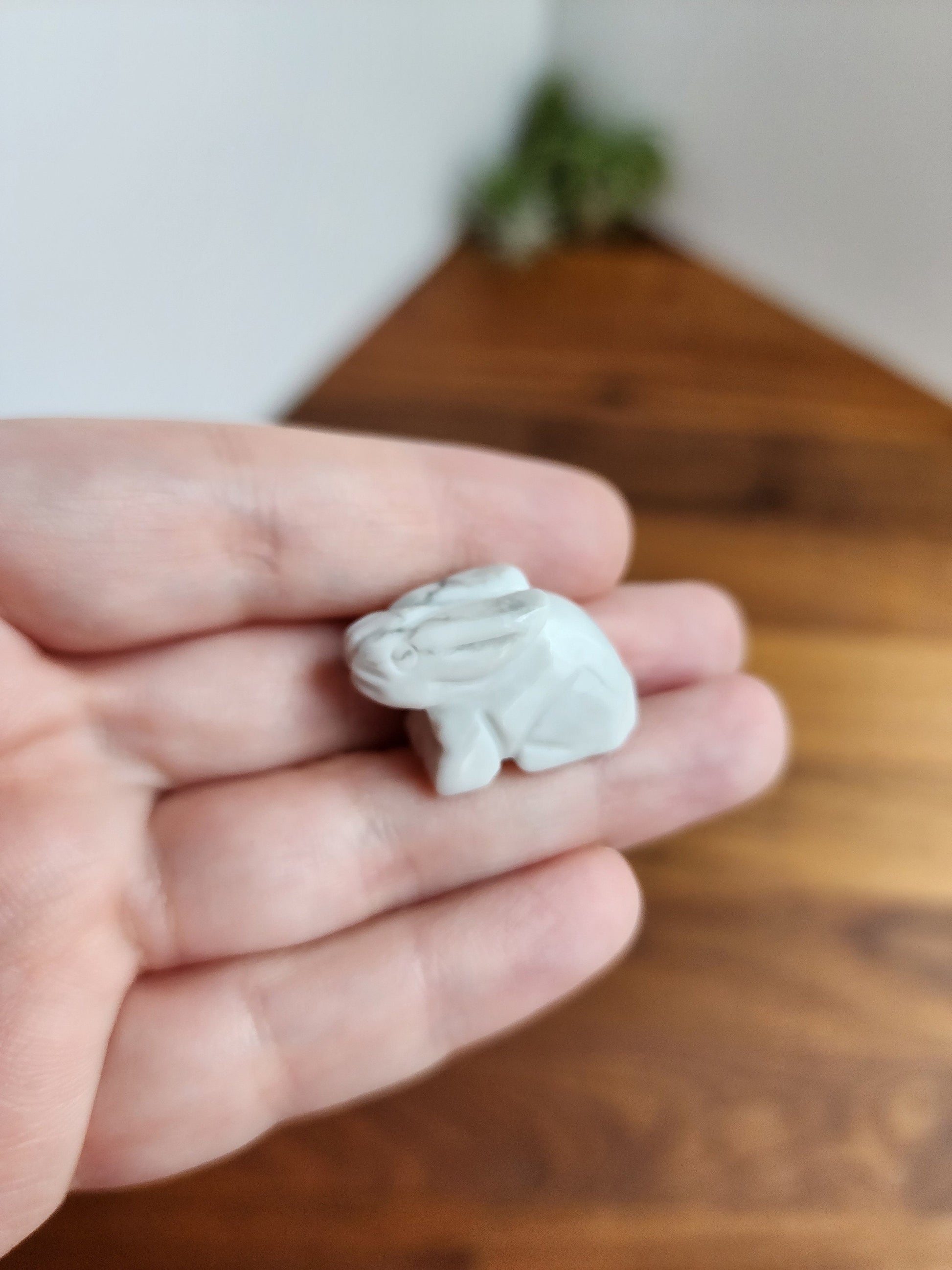 Mini Howlite Rabbits | Cute Crystal Bunny | White & Gray Howlite Hare | Extra Mini Crystal Zoo | Intuitively Chosen