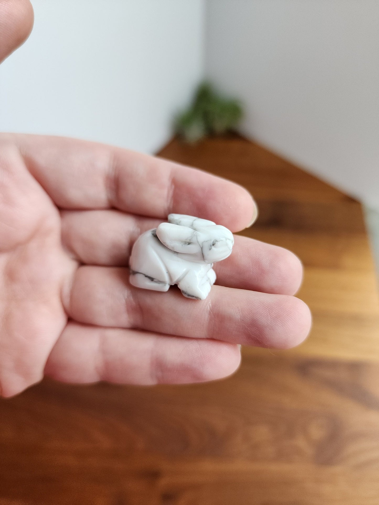 Mini Howlite Rabbits | Cute Crystal Bunny | White & Gray Howlite Hare | Extra Mini Crystal Zoo | Intuitively Chosen