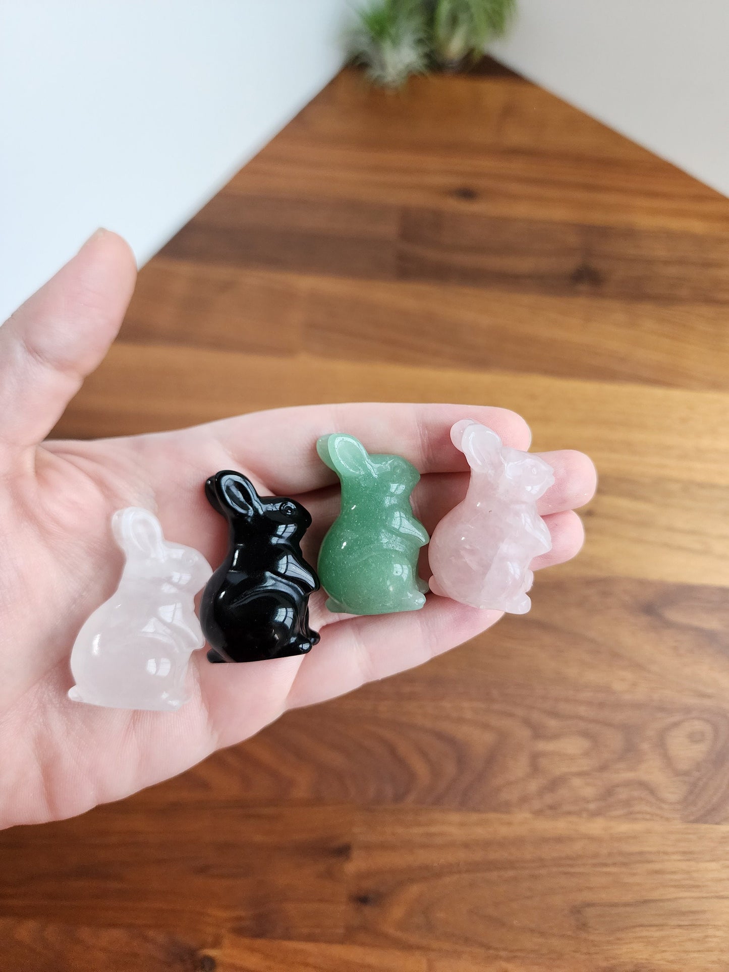 Sitting Bunny | Medium Size Crystal Rabbits | Rose Quartz, Clear Quartz, Obsidian, Green Aventurine | Lucky Rabbits | Choose Your Material