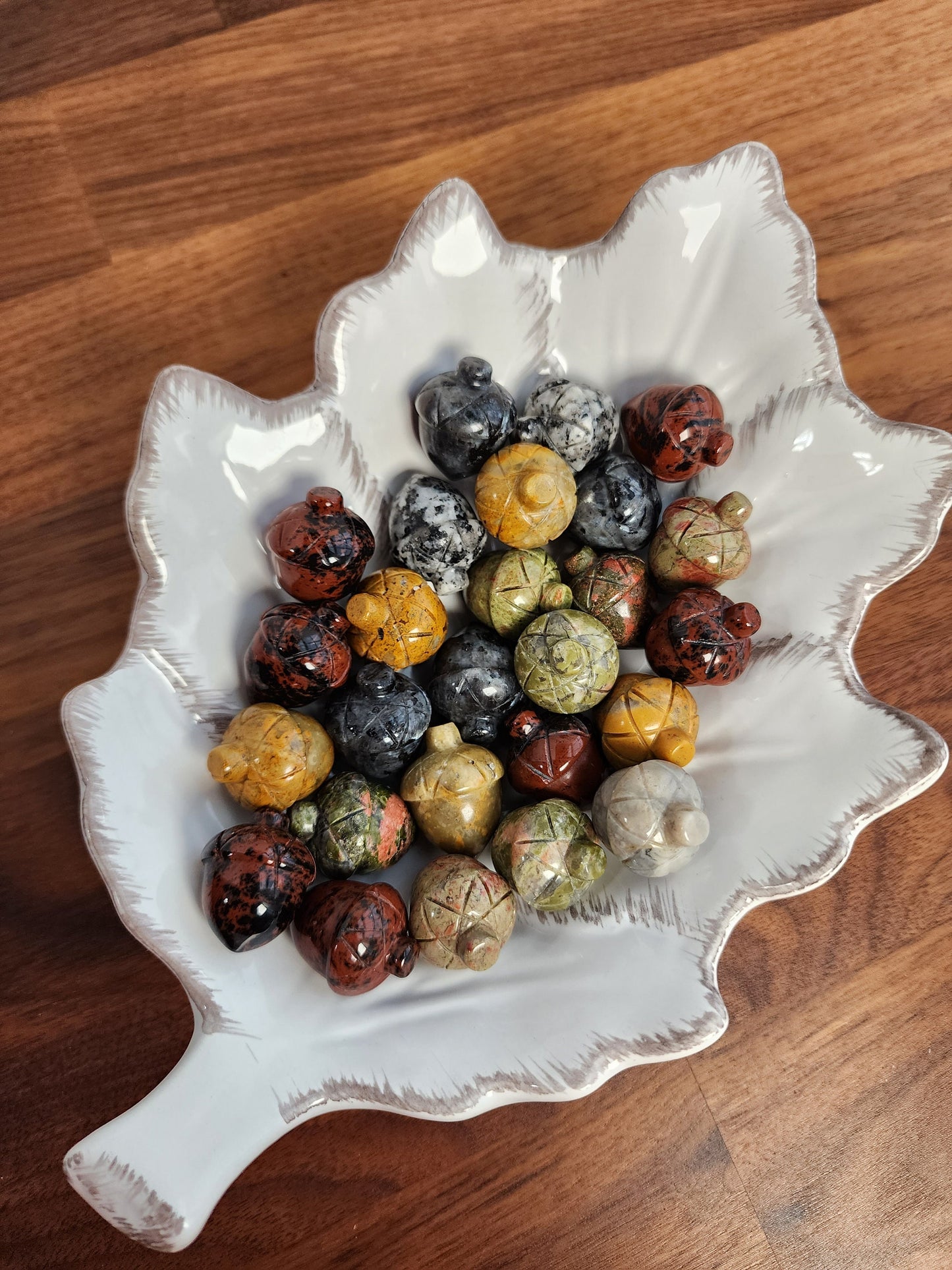 Crystal Acorn: Choose Your Stone - Unakite, Jasper, Obsidian