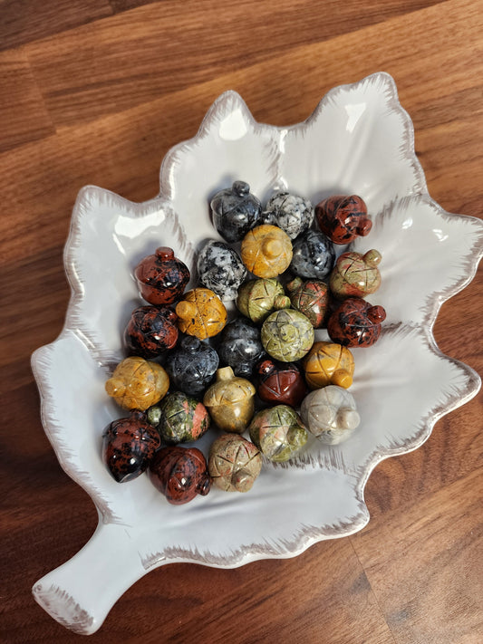 Crystal Acorn: Choose Your Stone - Unakite, Jasper, Obsidian