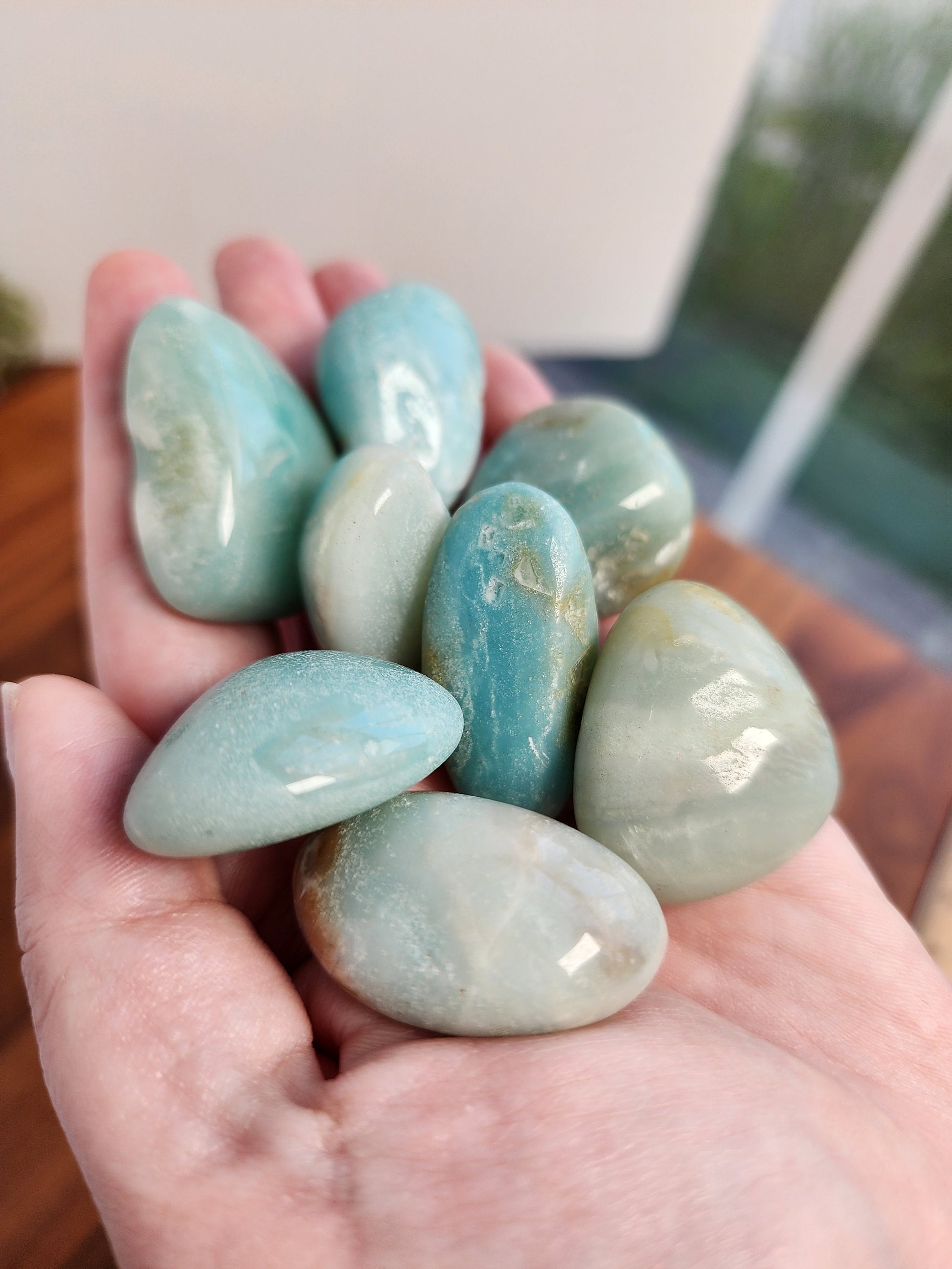Amazonite Tumbles | Medium | Mermaid Crystal Confetti Add On | Ocean Beach Mix | Beachy Teal Blue Tumble | Intuitively Chosen