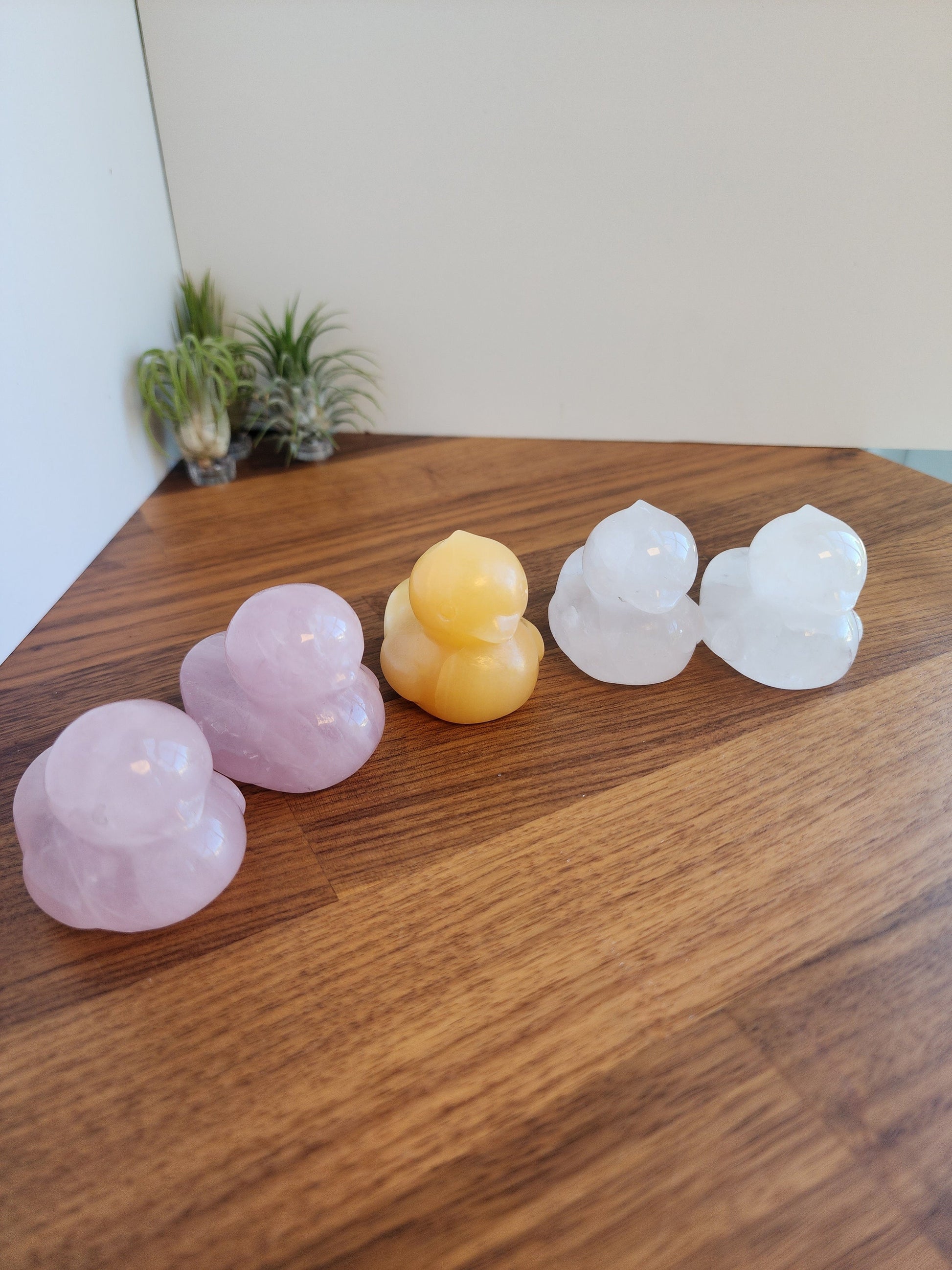 Crystal Ducks | Larger Duck Crystals | Orange Calcite (Yellow), Rose Quartz (Pink), Clear Quartz | Rubber Ducky | Choose Your Material