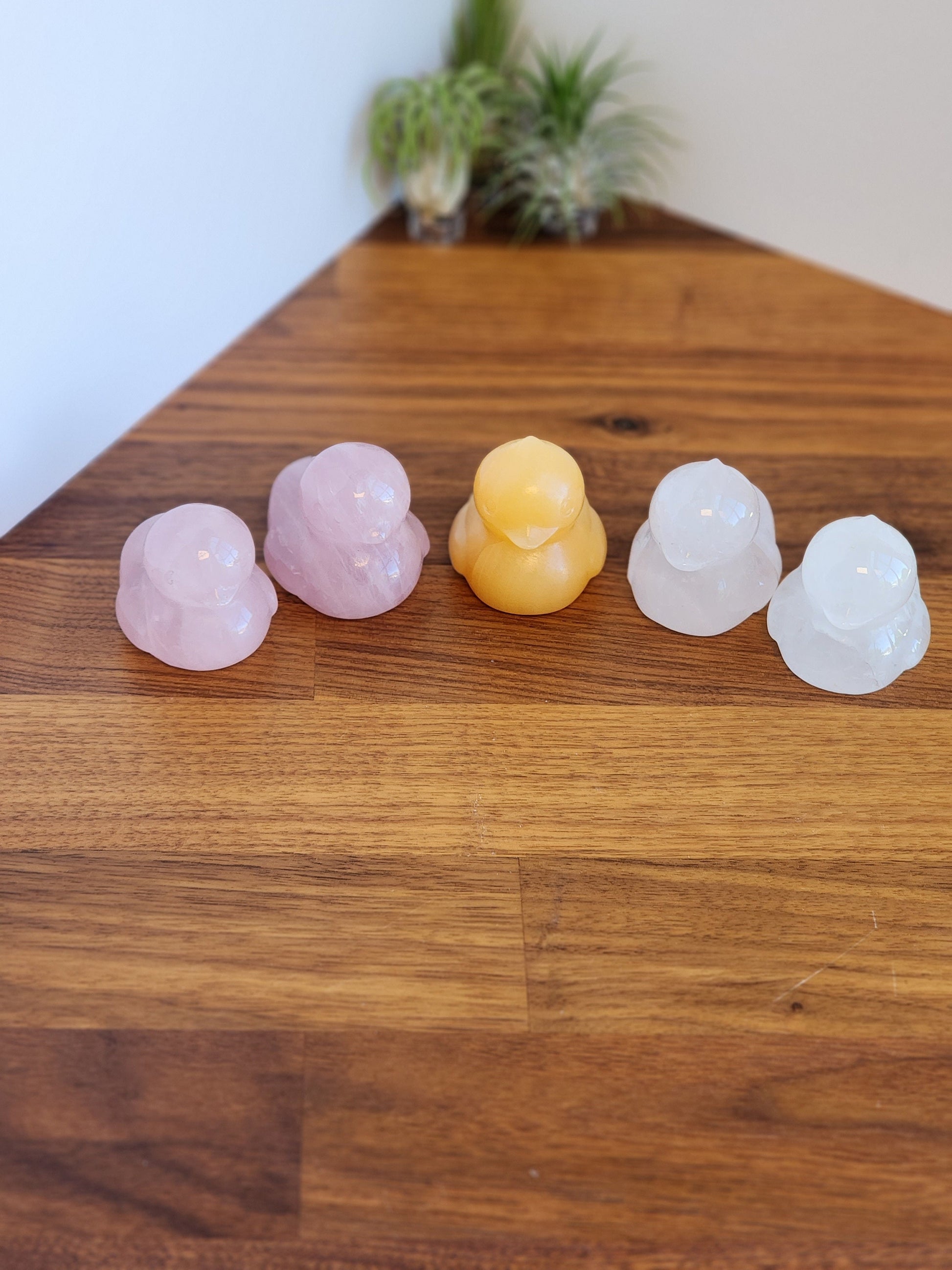 Crystal Ducks | Larger Duck Crystals | Orange Calcite (Yellow), Rose Quartz (Pink), Clear Quartz | Rubber Ducky | Choose Your Material