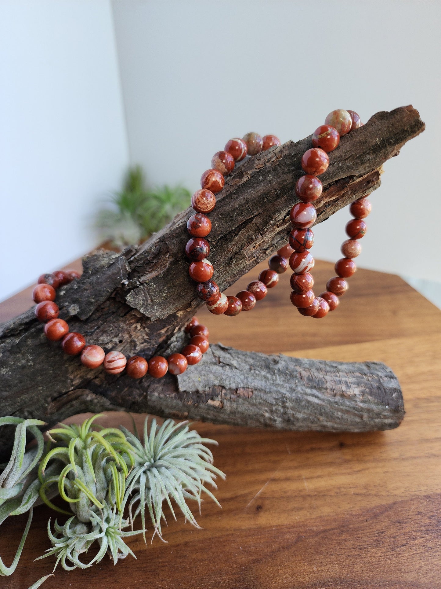 Red Jasper Bracelet | 8MM Crystal Beads | Natural Bracciated Poppy Jasper | As seen in the Christmas Crystal Confetti Mix | Bold Red Jewelry