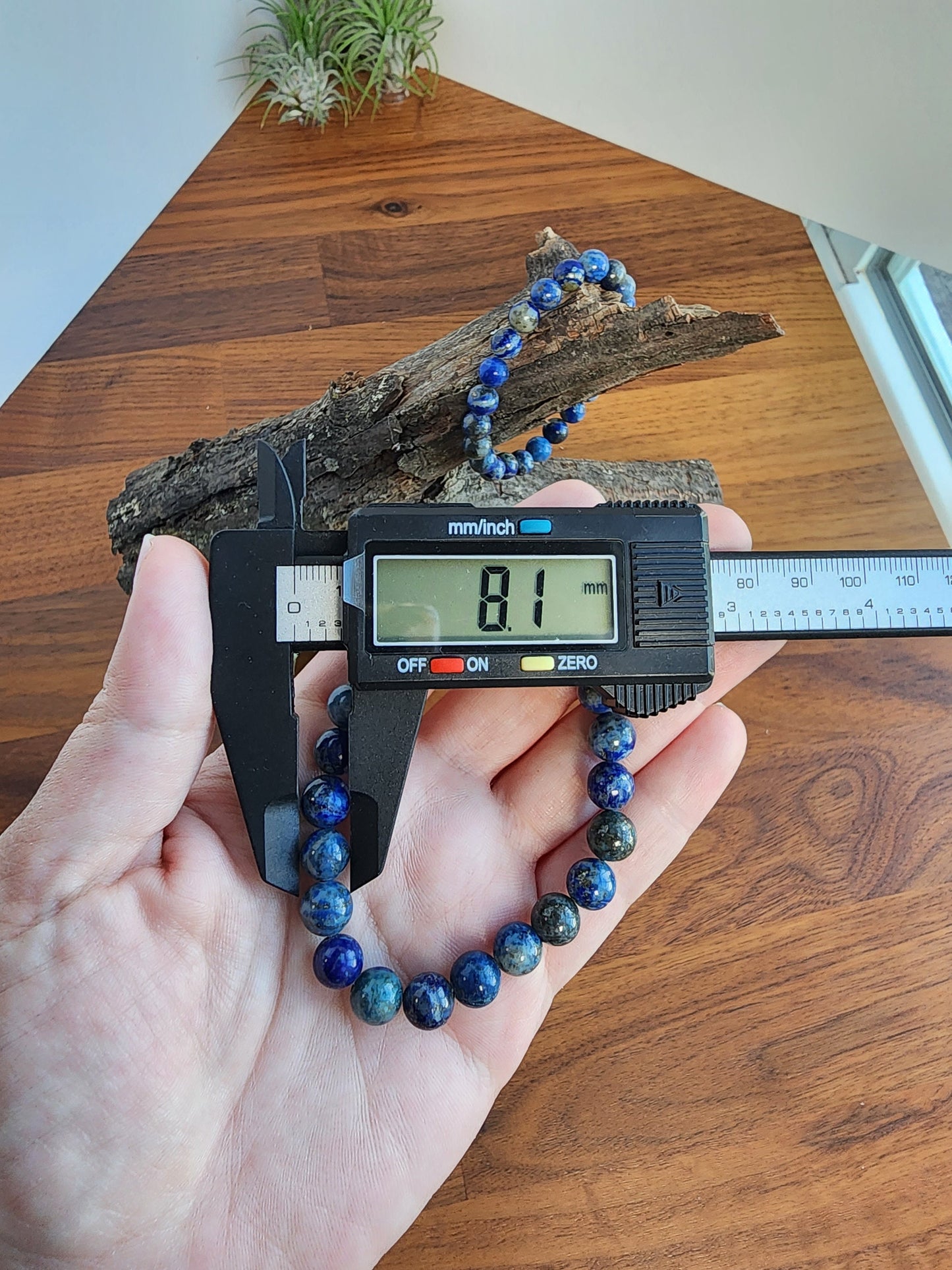 Lapis Lazuli | 8MM Crystal Bracelet | Intense Blue Metamorphic Rock with Pyrite | The Royalty Stone | Deep Navy Blue and Silver touches