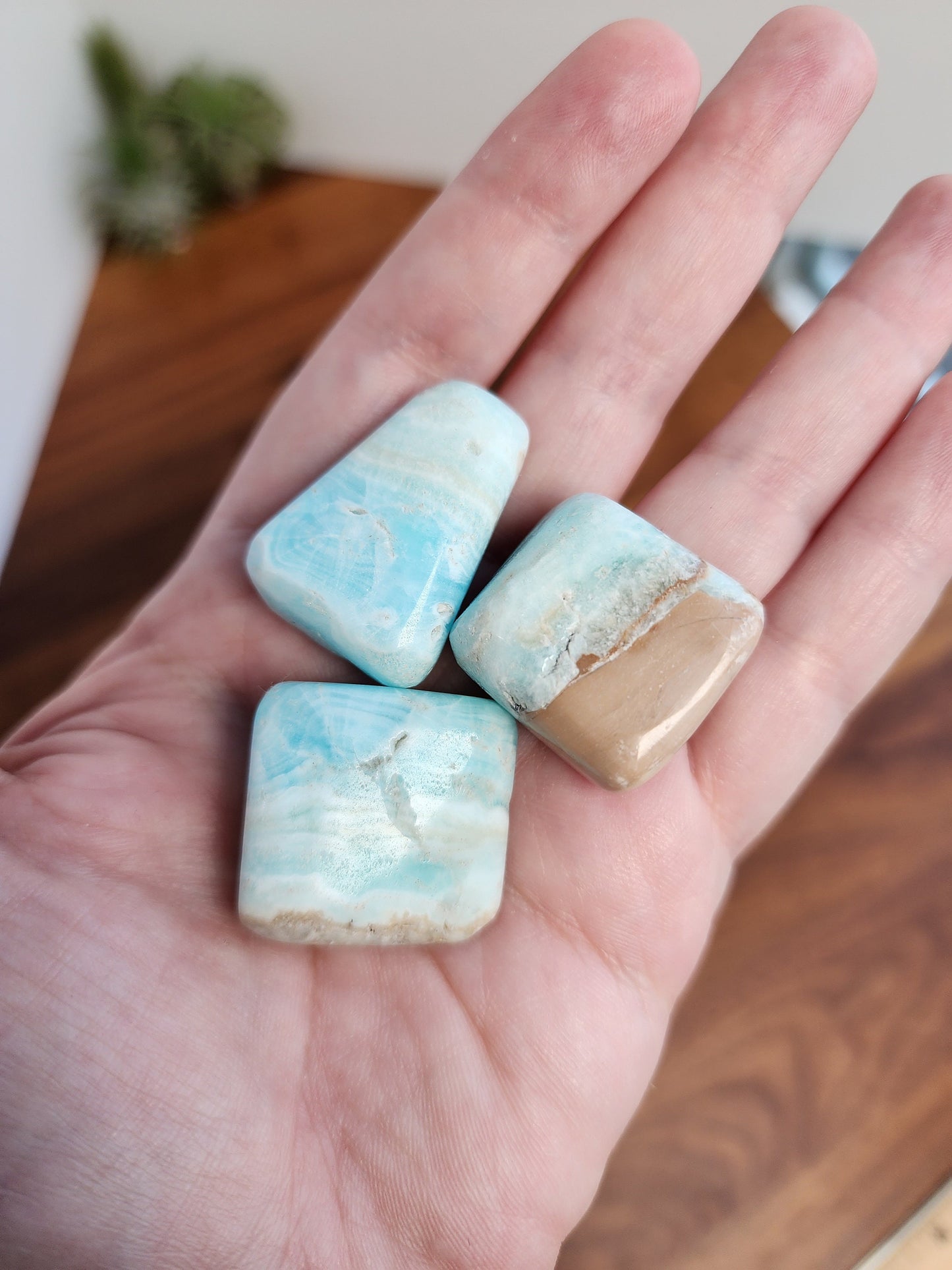 Caribbean Calcite Tumbles | Medium | Mermaid Crystal Confetti Add On | Carribean Tumble | Ocean Mix | Happy Blue with Sandy Includions