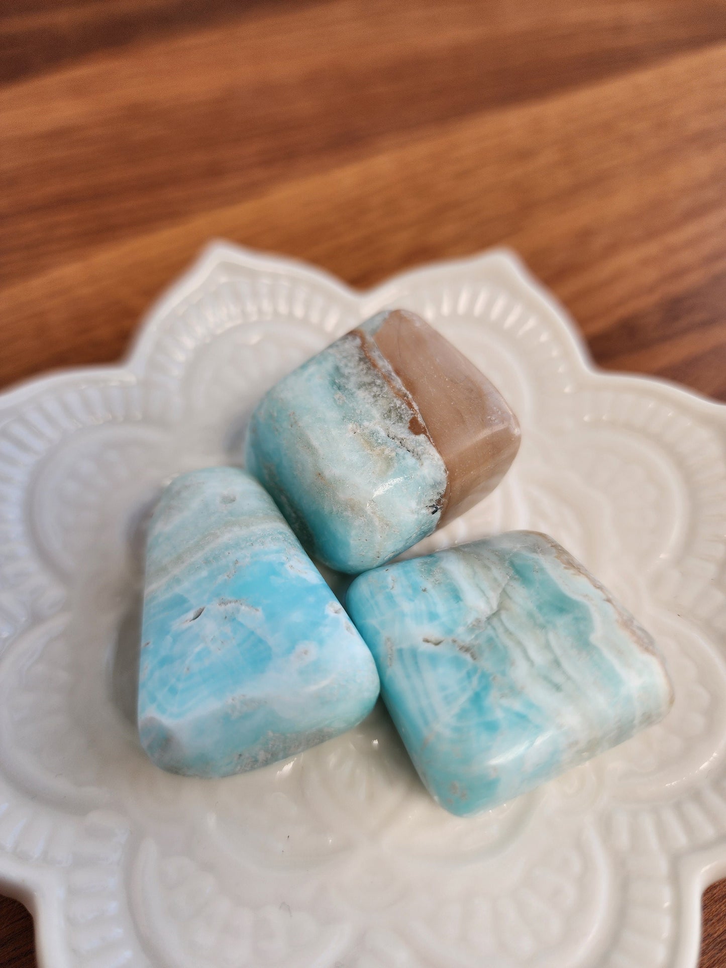 Caribbean Calcite Tumbles | Medium | Mermaid Crystal Confetti Add On | Carribean Tumble | Ocean Mix | Happy Blue with Sandy Includions