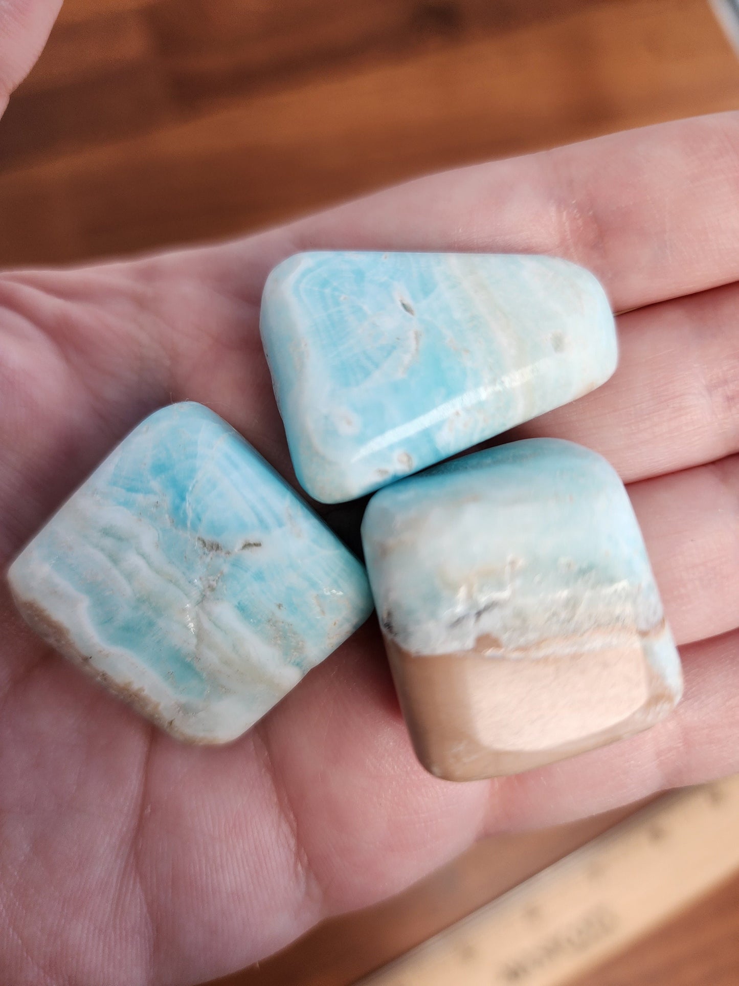 Caribbean Calcite Tumbles | Medium | Mermaid Crystal Confetti Add On | Carribean Tumble | Ocean Mix | Happy Blue with Sandy Includions