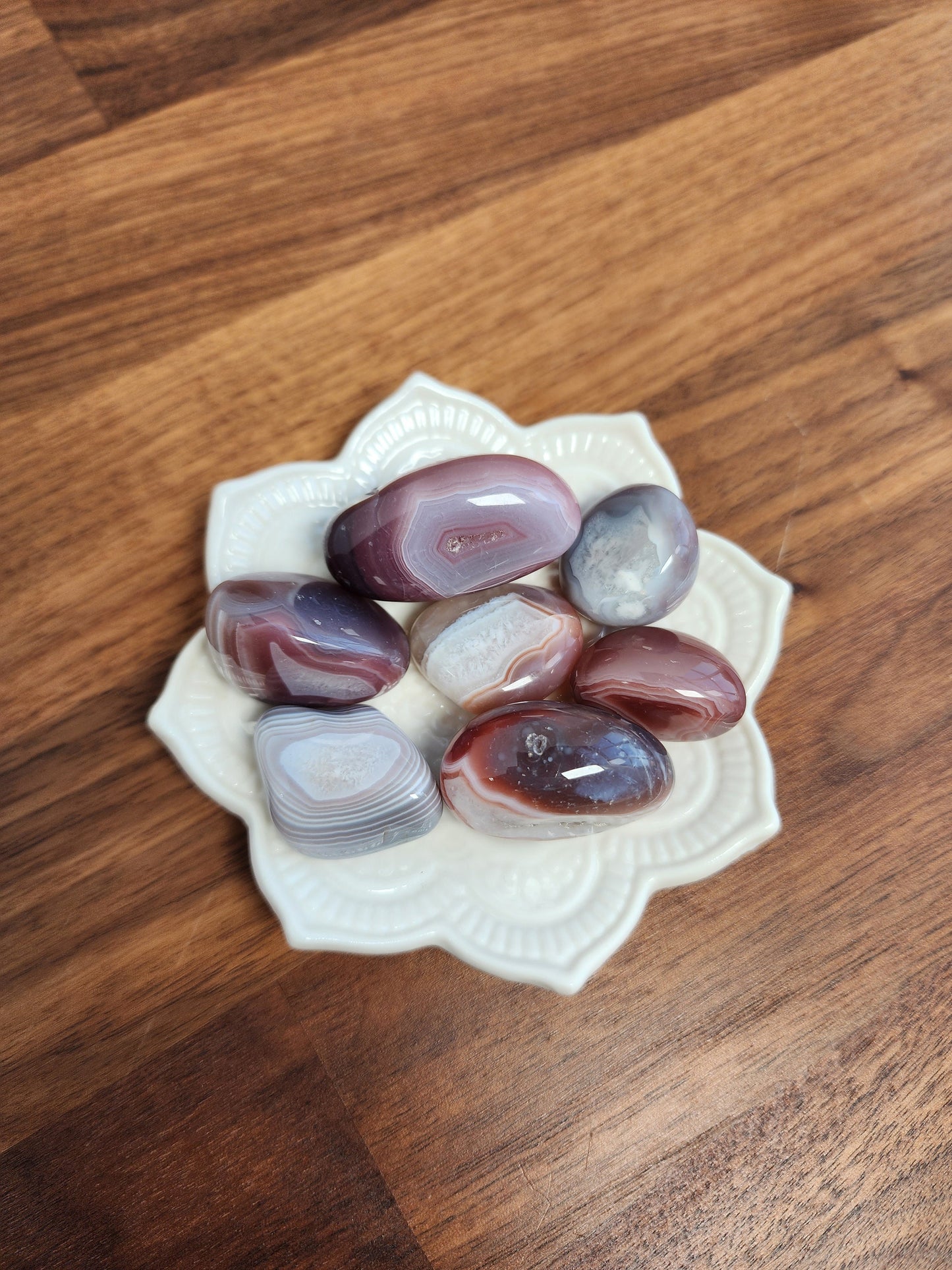 Botswana Agate Tumbles | Medium | Mermaid Crystal Confetti Add On | Ocean Beach Mix | Pink, Purple, Gray, Blue Banding | Some with Druzy!