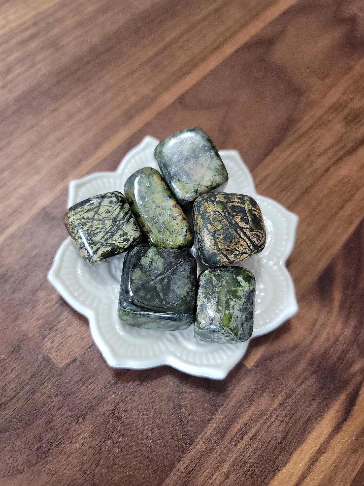 Asterite Serpentine Tumbles | Large, Medium, Small | Green, Yellow & Black | Lucky Crystal Confetti | High Quality | Intuitively Chosen