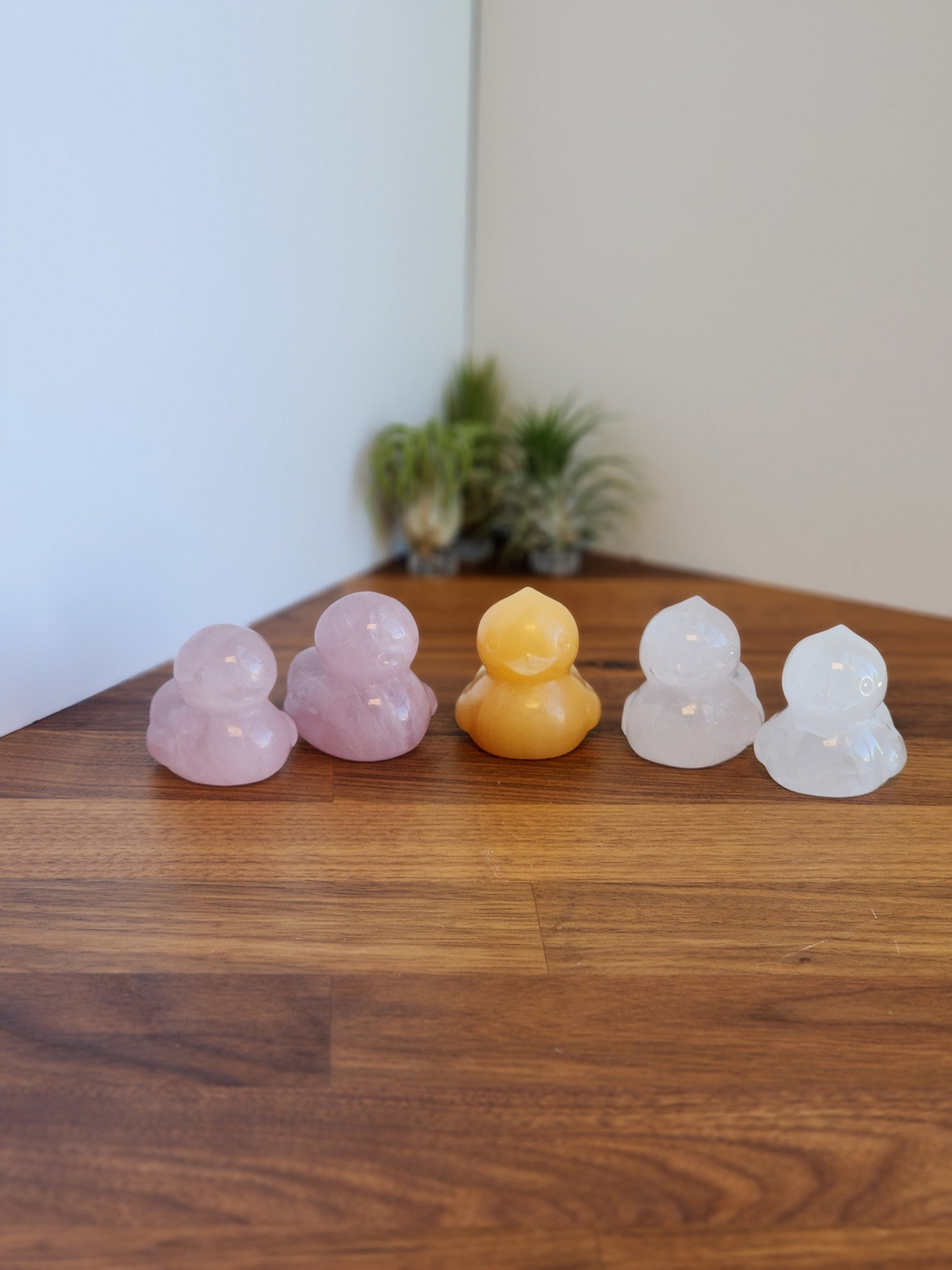 Crystal Ducks | Larger Duck Crystals | Orange Calcite (Yellow), Rose Quartz (Pink), Clear Quartz | Rubber Ducky | Choose Your Material