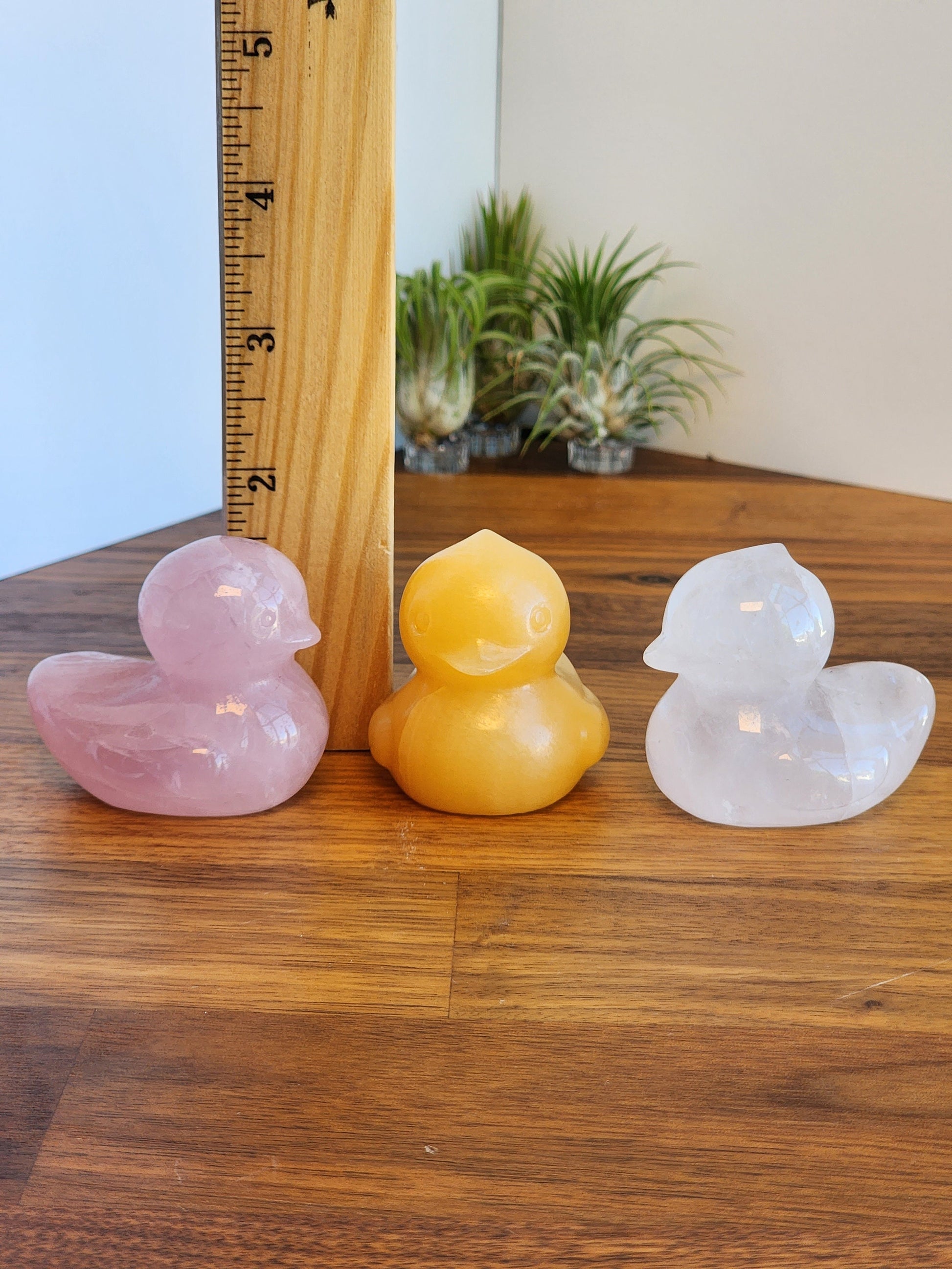 Crystal Ducks | Larger Duck Crystals | Orange Calcite (Yellow), Rose Quartz (Pink), Clear Quartz | Rubber Ducky | Choose Your Material