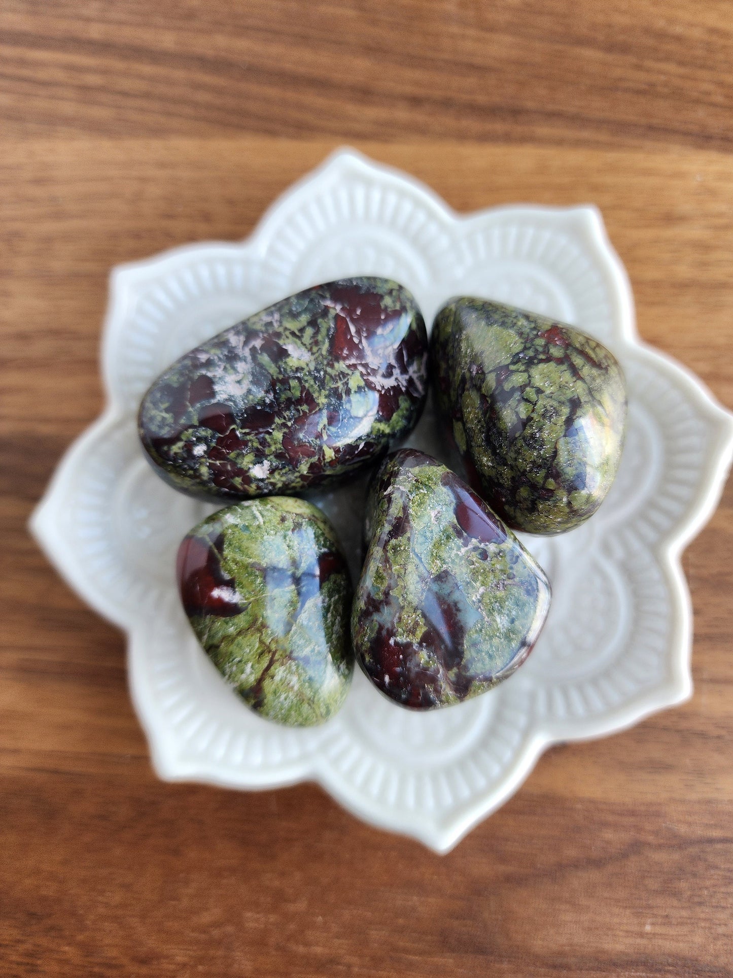 Dragon's Blood Tumbles | Medium | Lucky Girl Syndrome Mix | Crystal Confetti Add On | Epidote Green & Burgundy Crystals | Intuitively Chosen
