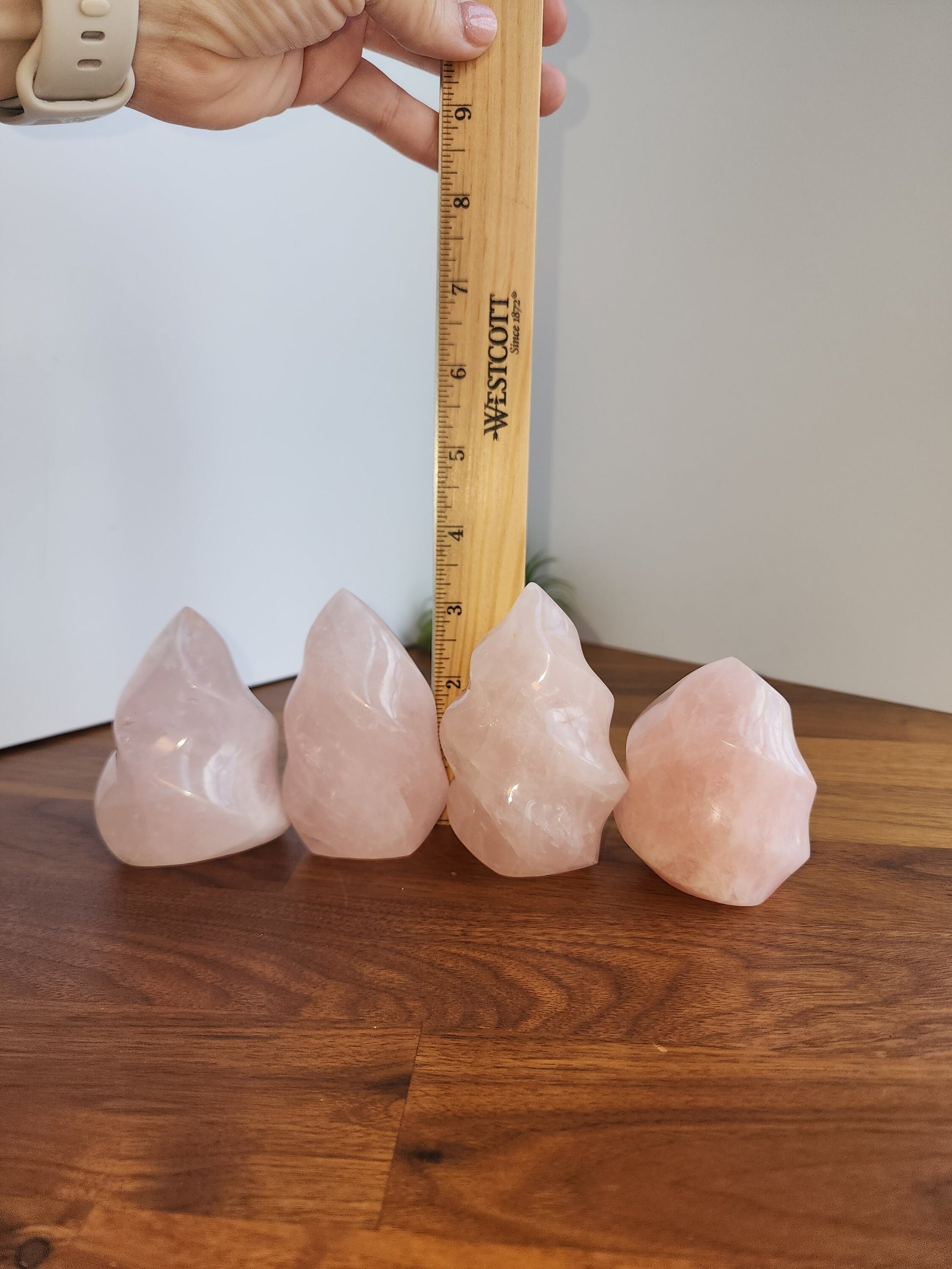 Rose Quartz Flames | Large Pink Crystal Flame | Gorgeous Show Pieces with Rainbows | Choose your own Crystals