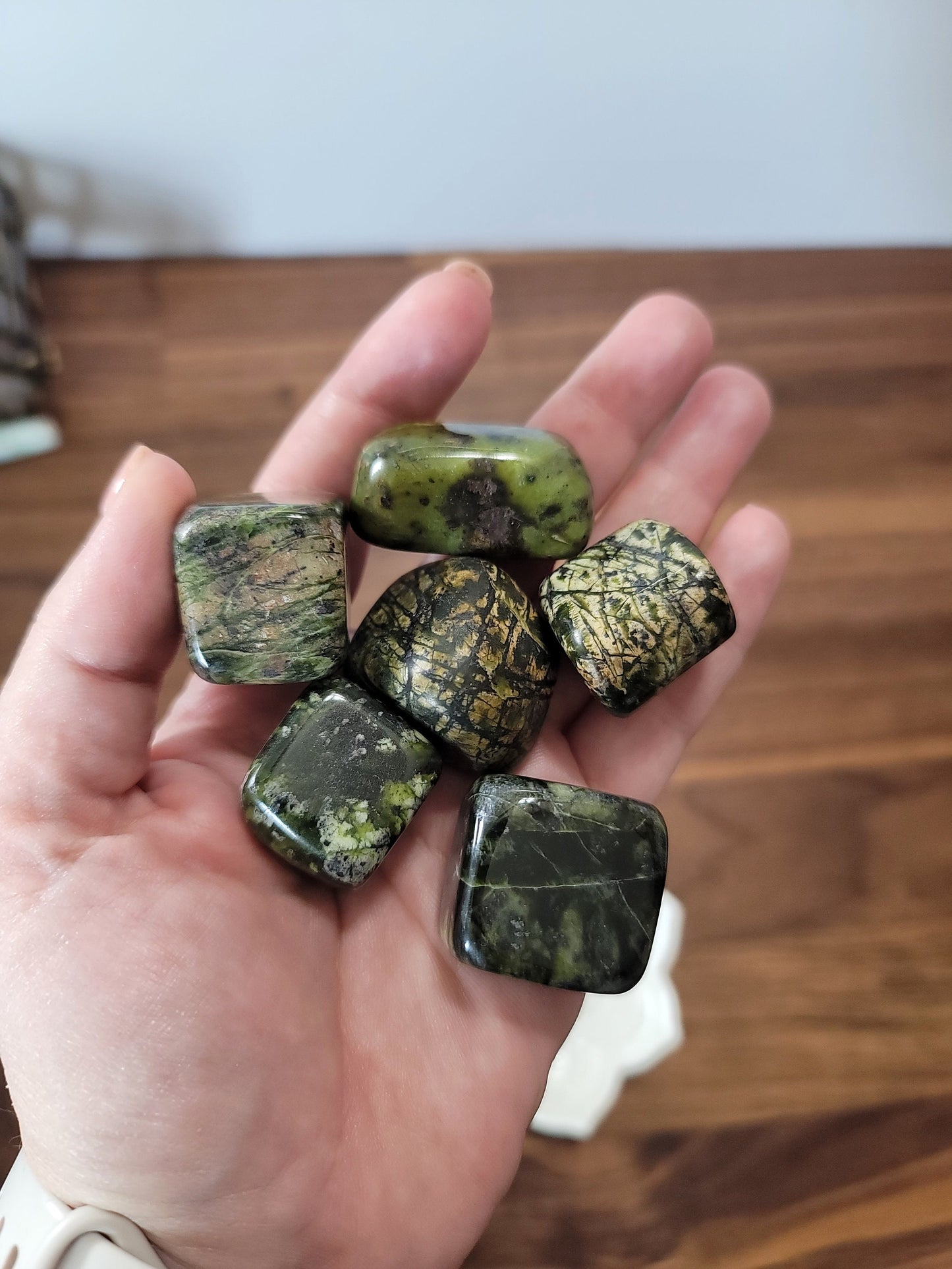 Asterite Serpentine Tumbles | Large, Medium, Small | Green, Yellow & Black | Lucky Crystal Confetti | High Quality | Intuitively Chosen