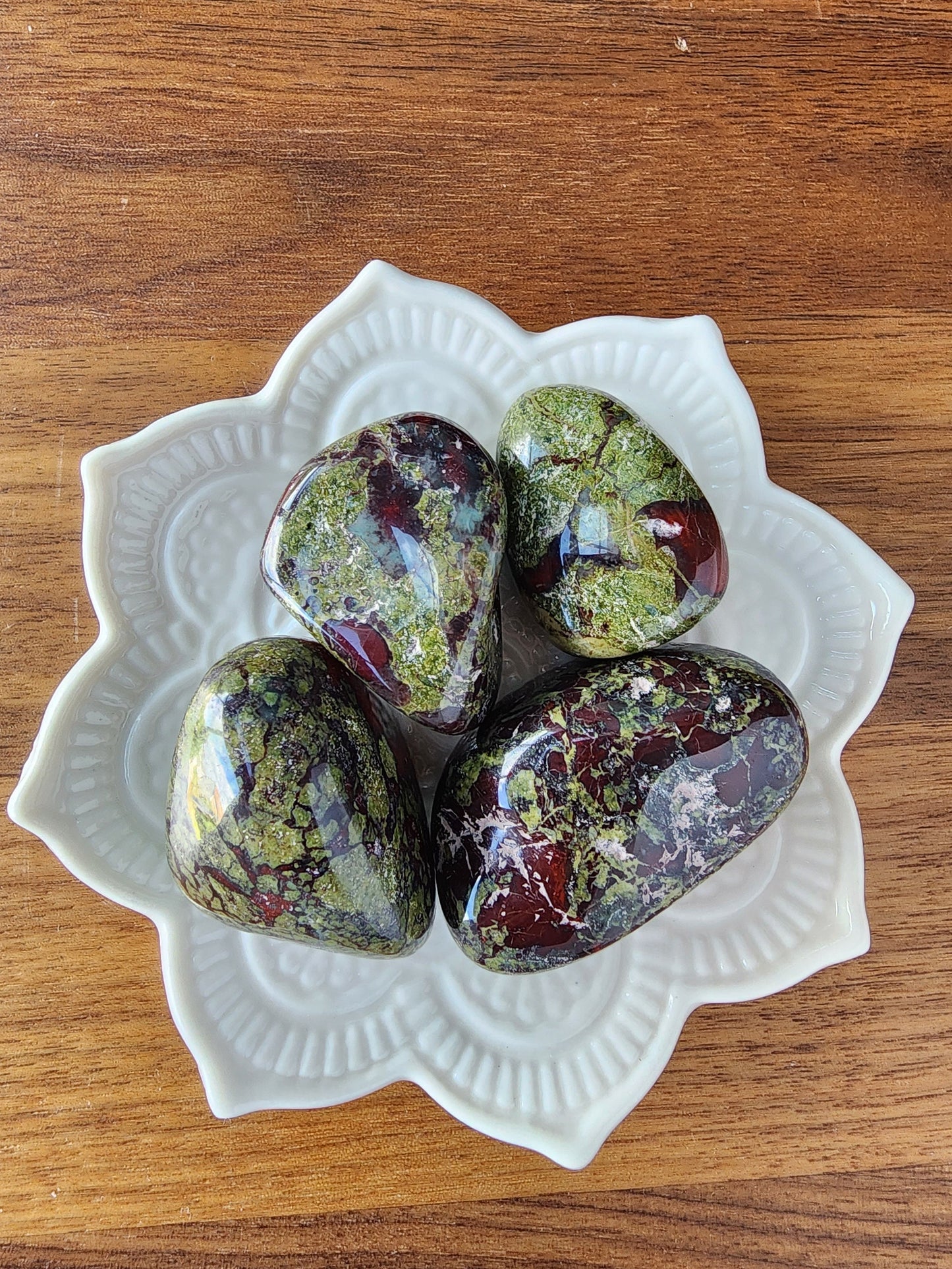 Dragon's Blood Tumbles | Medium | Lucky Girl Syndrome Mix | Crystal Confetti Add On | Epidote Green & Burgundy Crystals | Intuitively Chosen