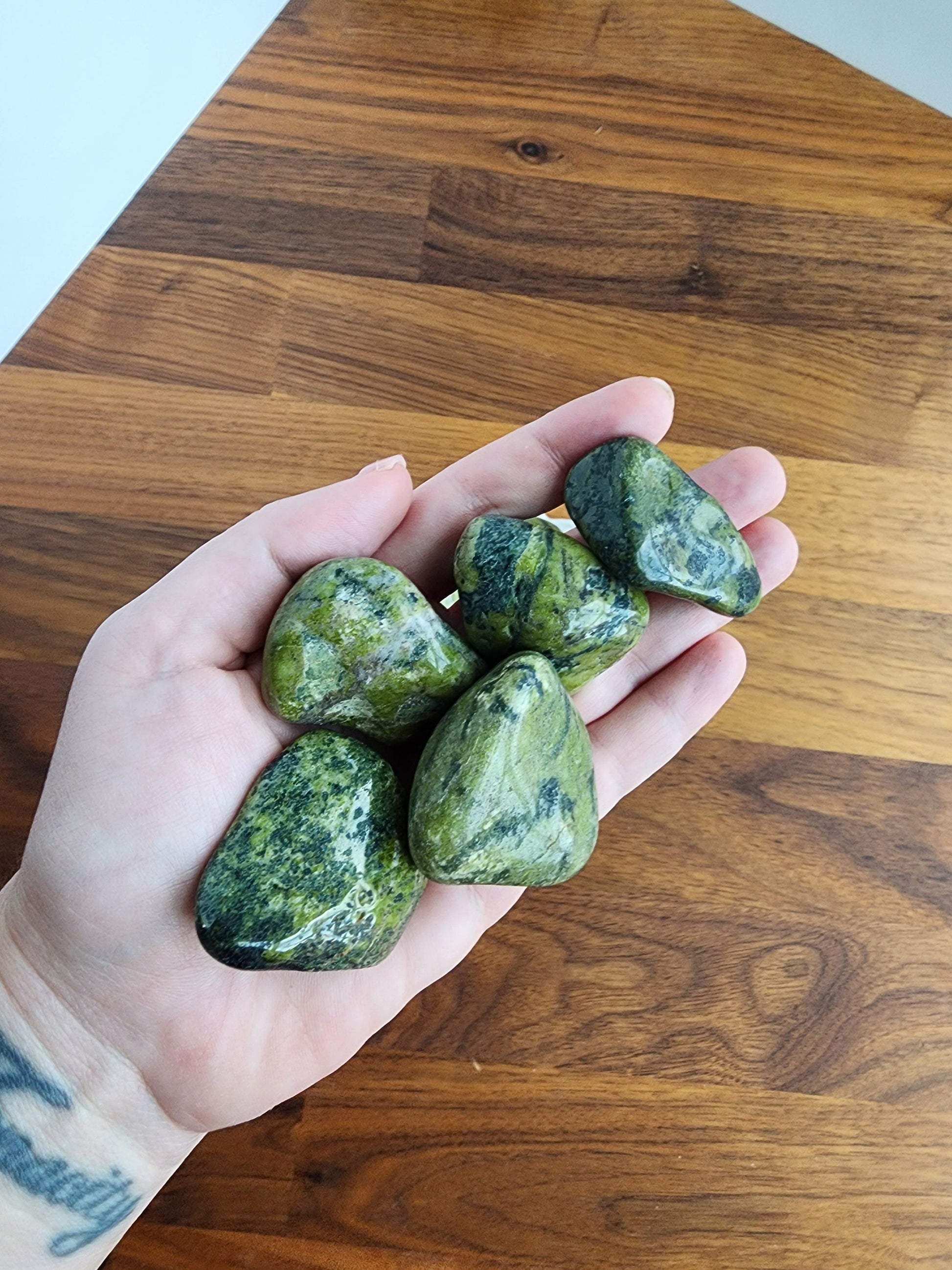 Nephrite Jade Tumbles | Large | Brazil | Lucky Girl Syndrome Crystal Confetti Add On | Green Crystals | High Quality | Intuitively Chosen